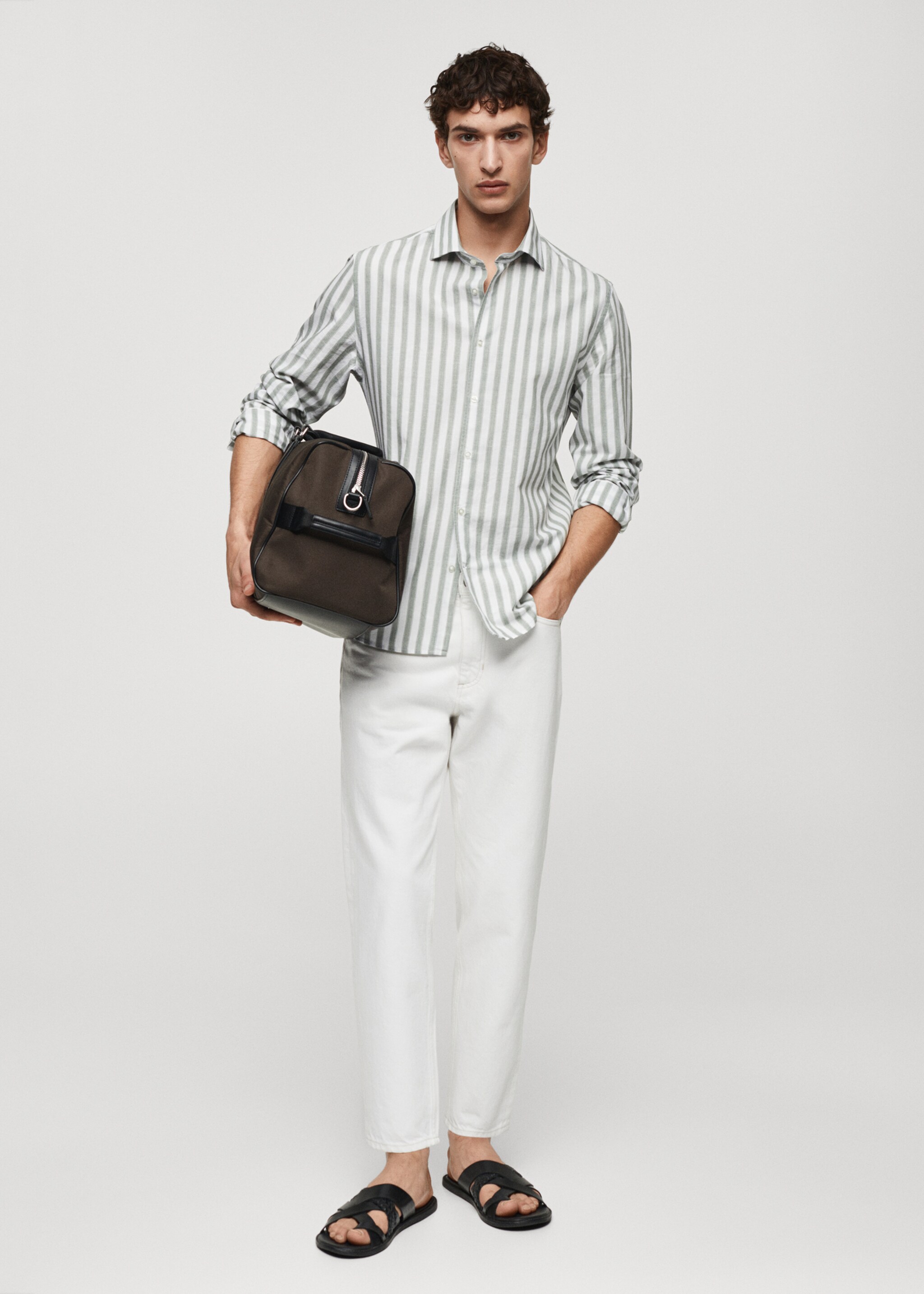 Linen Tencel-blend striped shirt - General plane