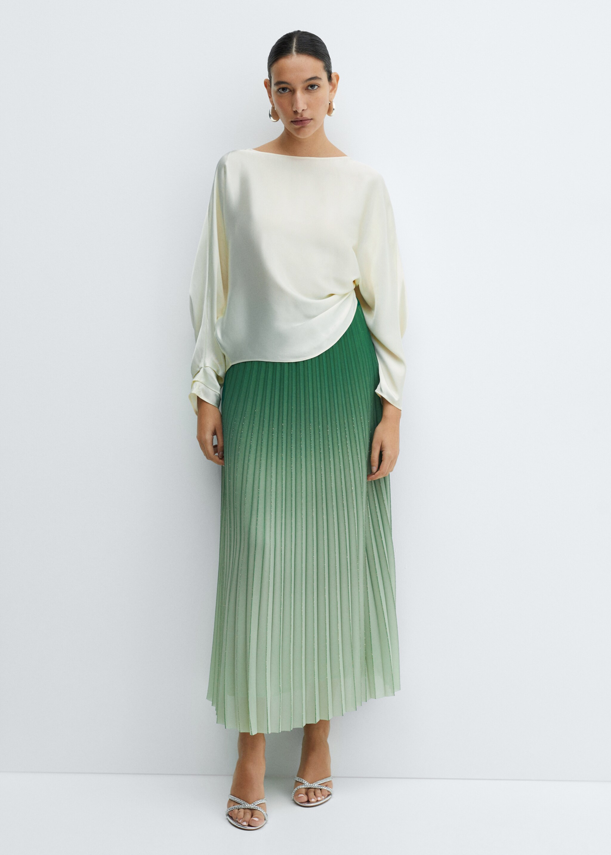 Satin cape-style blouse - General plane