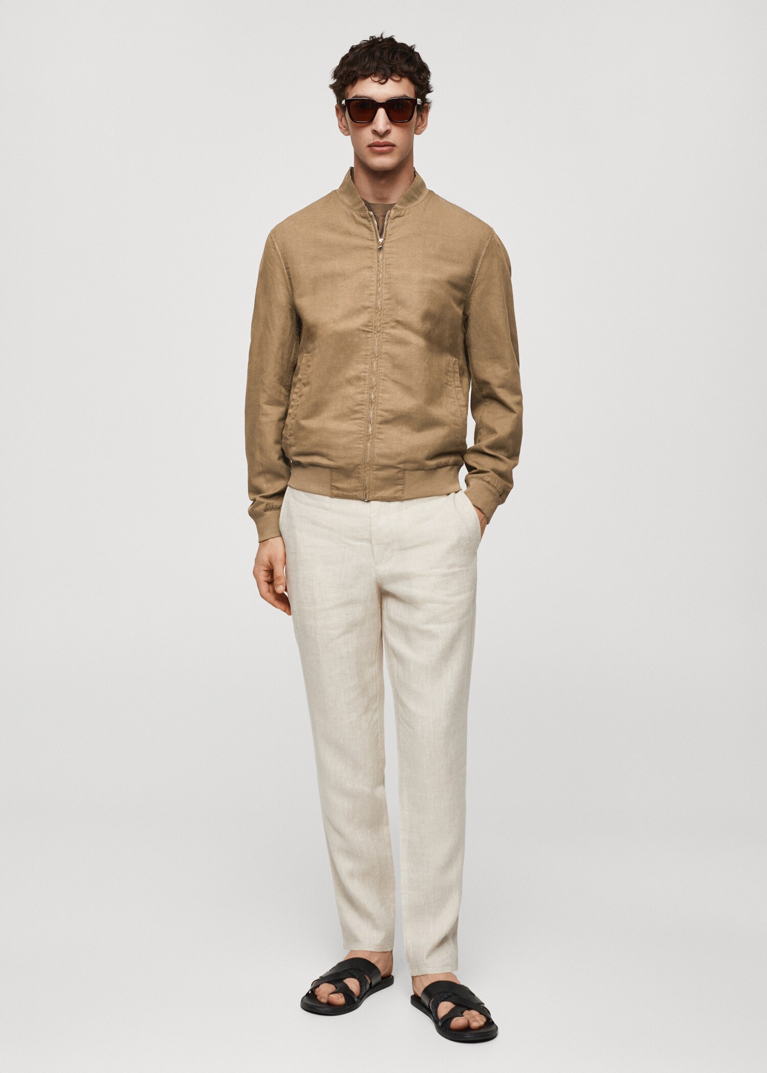 Linen lyocell bomber jacket - General plane