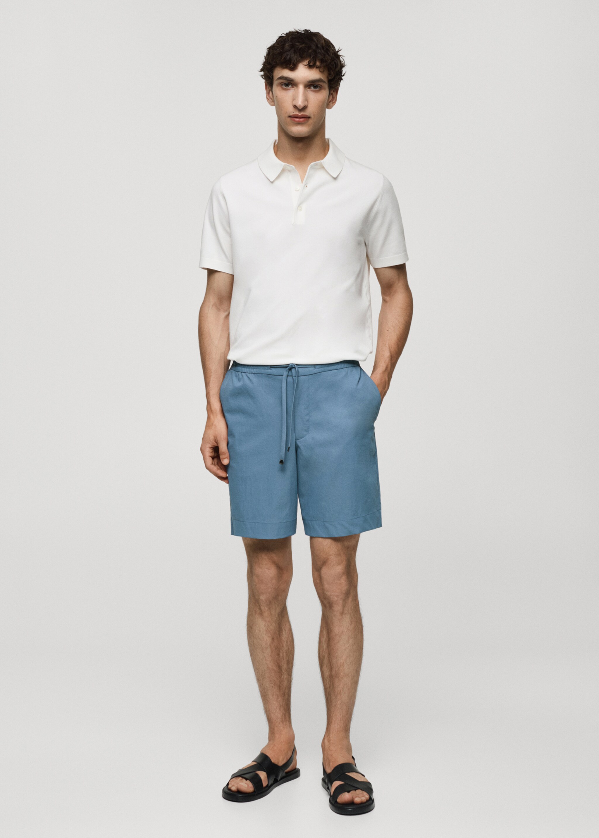 Technical fabric bermuda shorts with drawstring - General plane