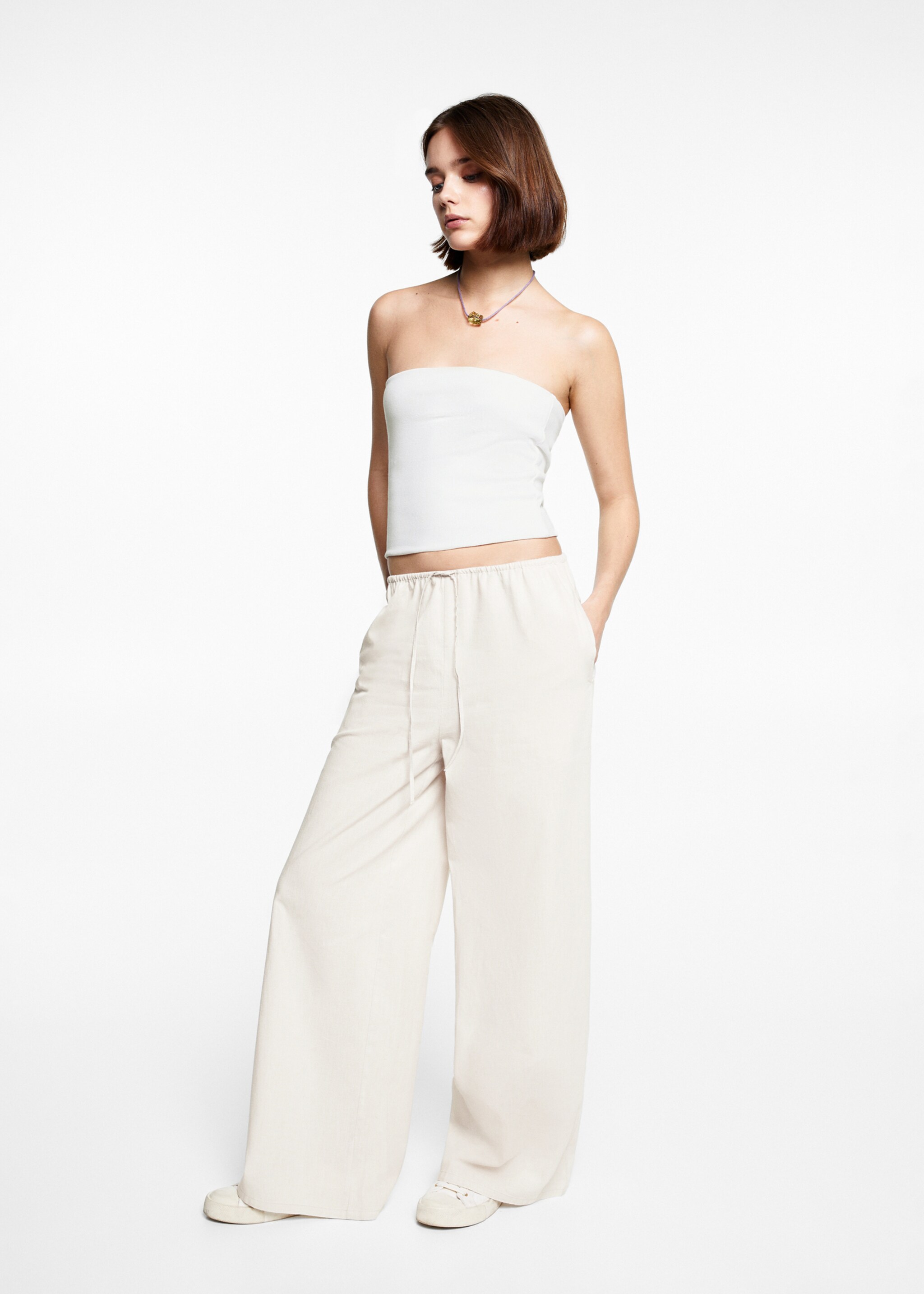 Wideleg linen trousers - General plane