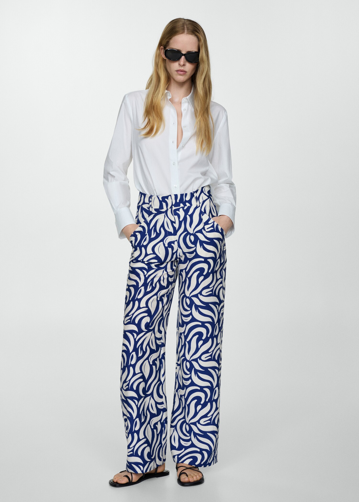 Gemusterte Wideleg-Bundfaltenhose - Allgemeine Ansicht