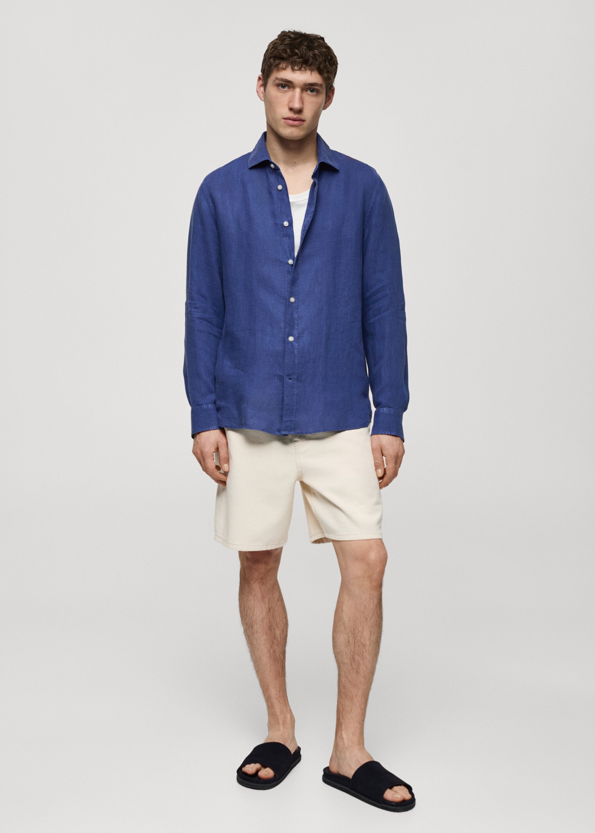 Classic fit 100% linen shirt - General plane