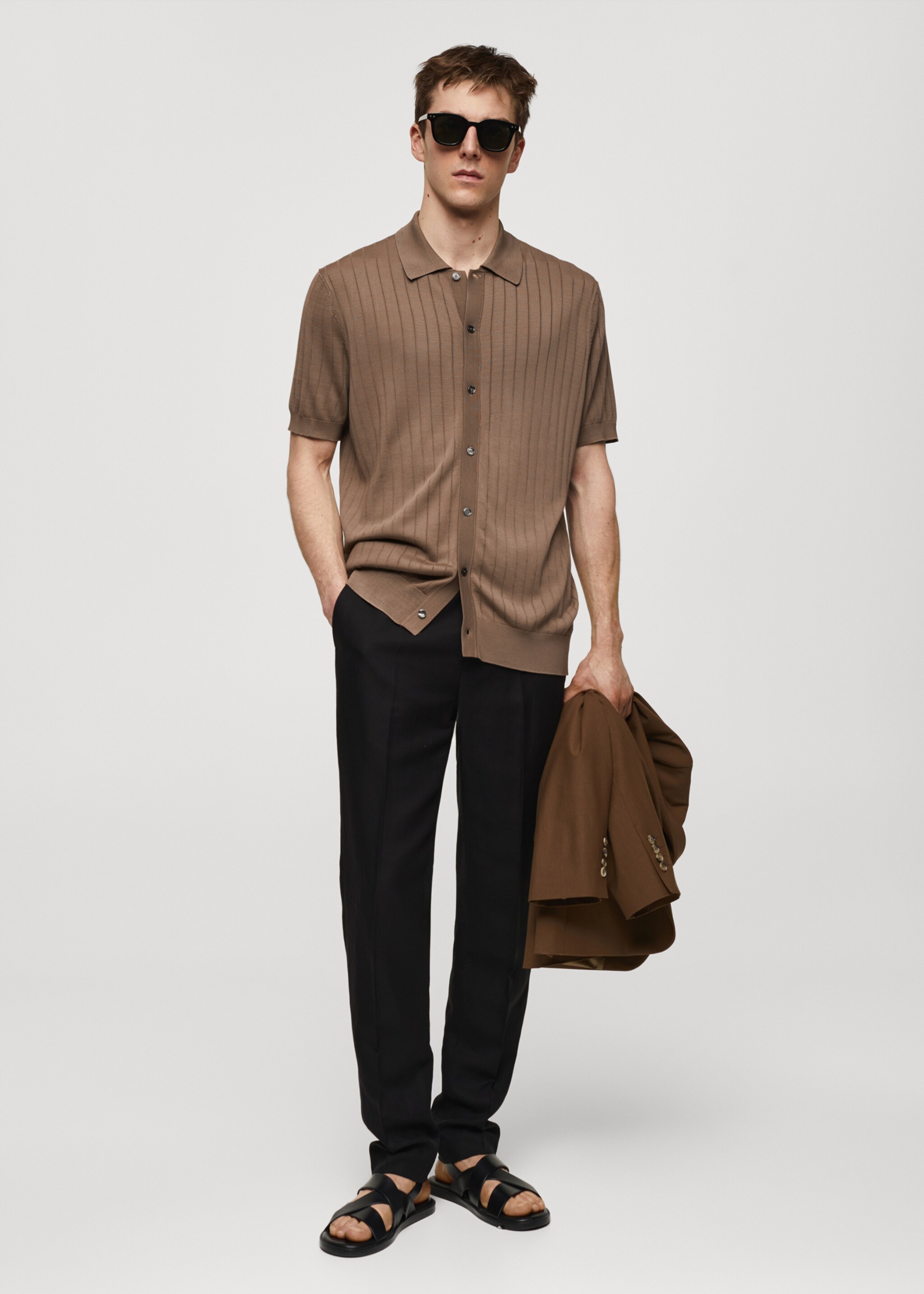Knitted polo shirt with buttons - General plane
