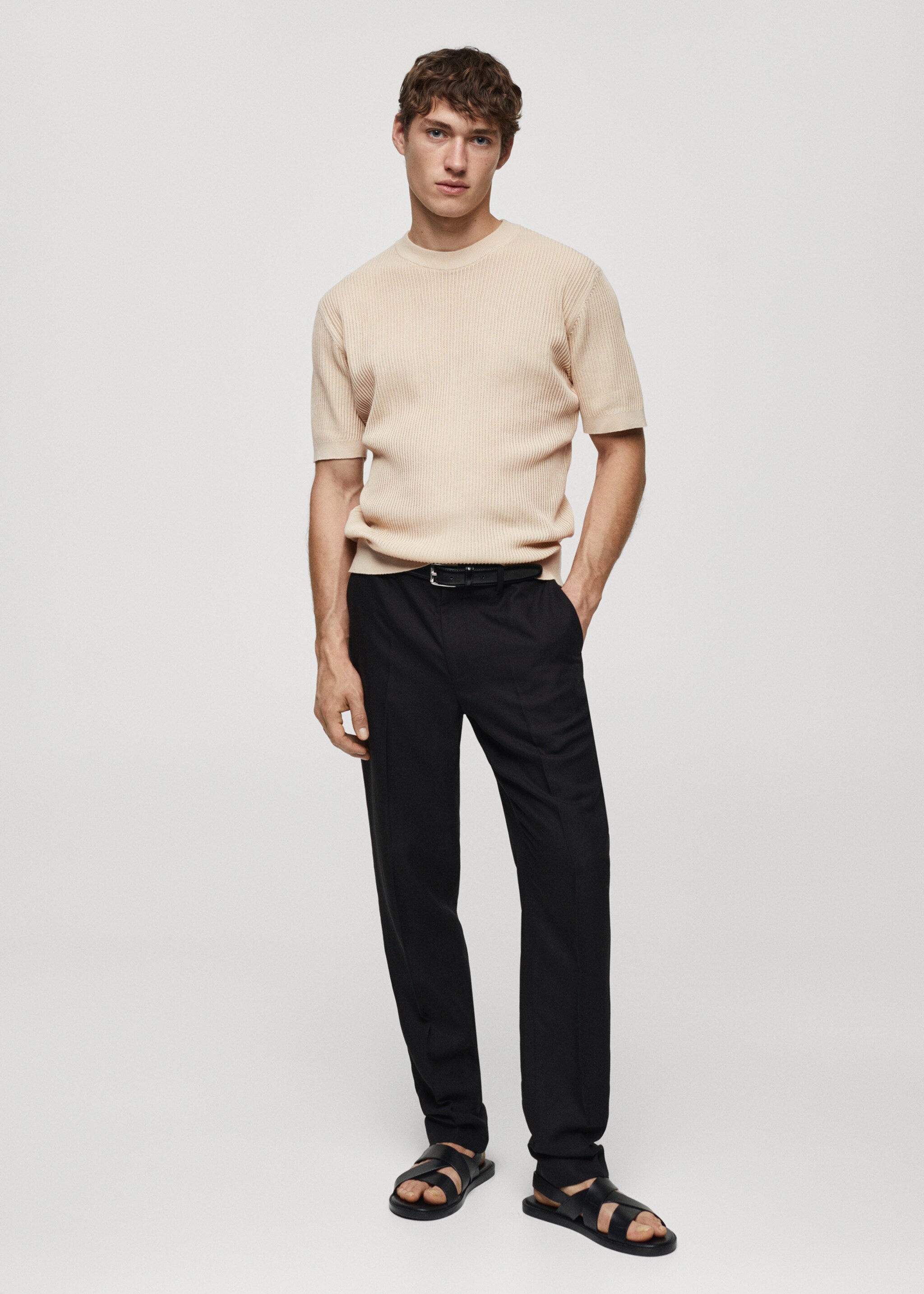 Ribbed cotton T-shirt - General plane