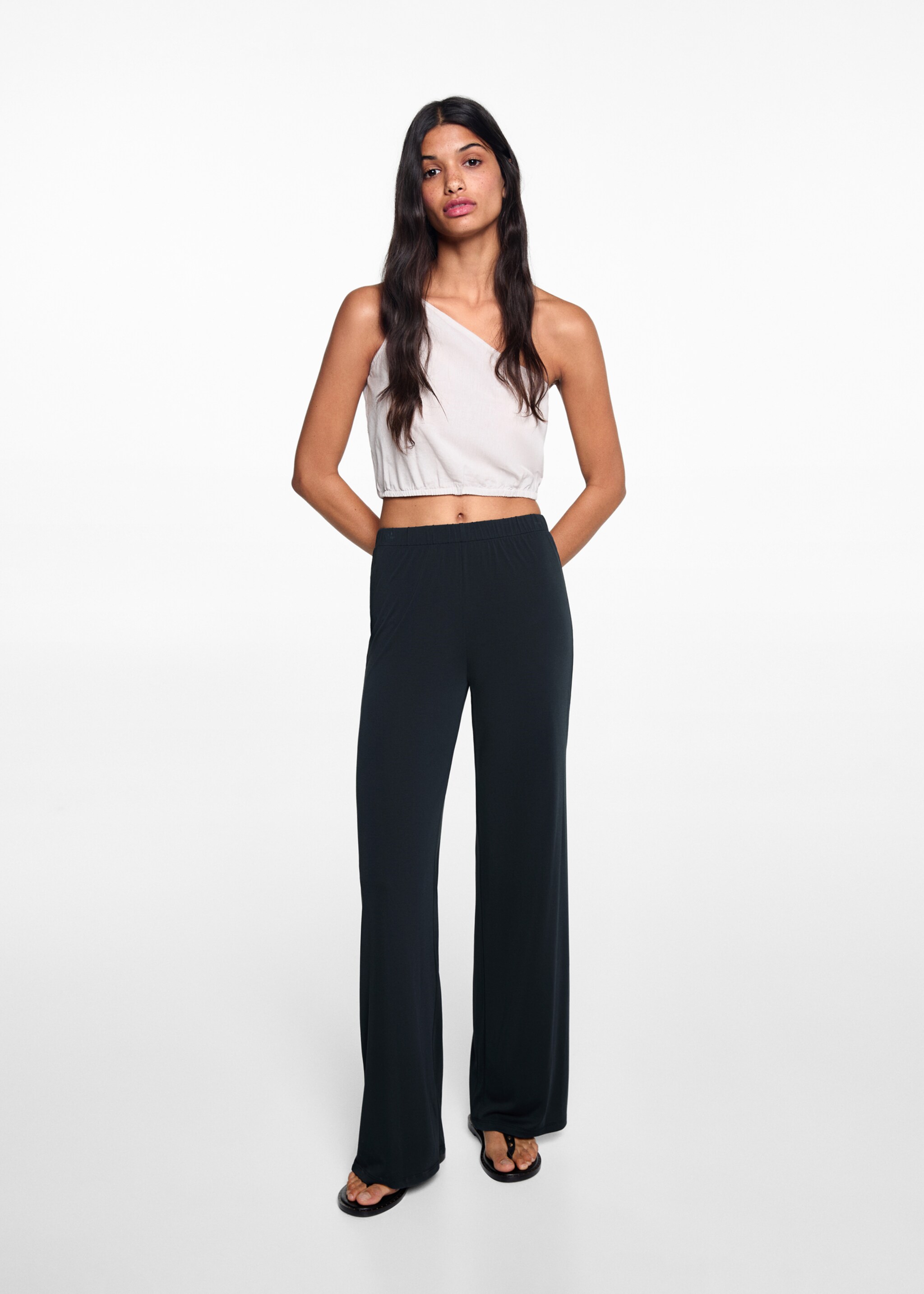 Straight-fit trousers with elastic waist - General plane, Charcoal. Ref: 67077715-00.
