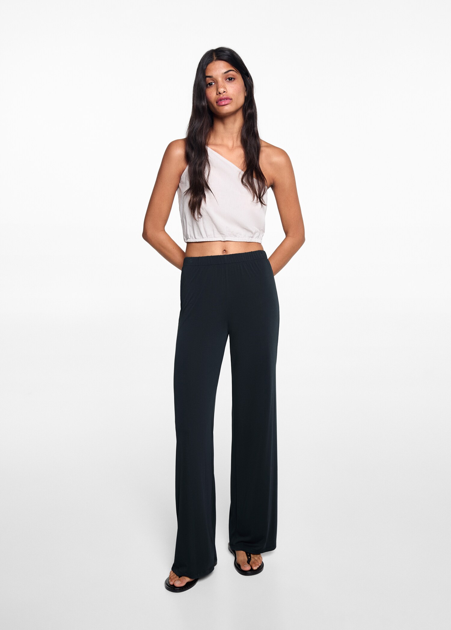 Straight-fit trousers with elastic waist - General plane