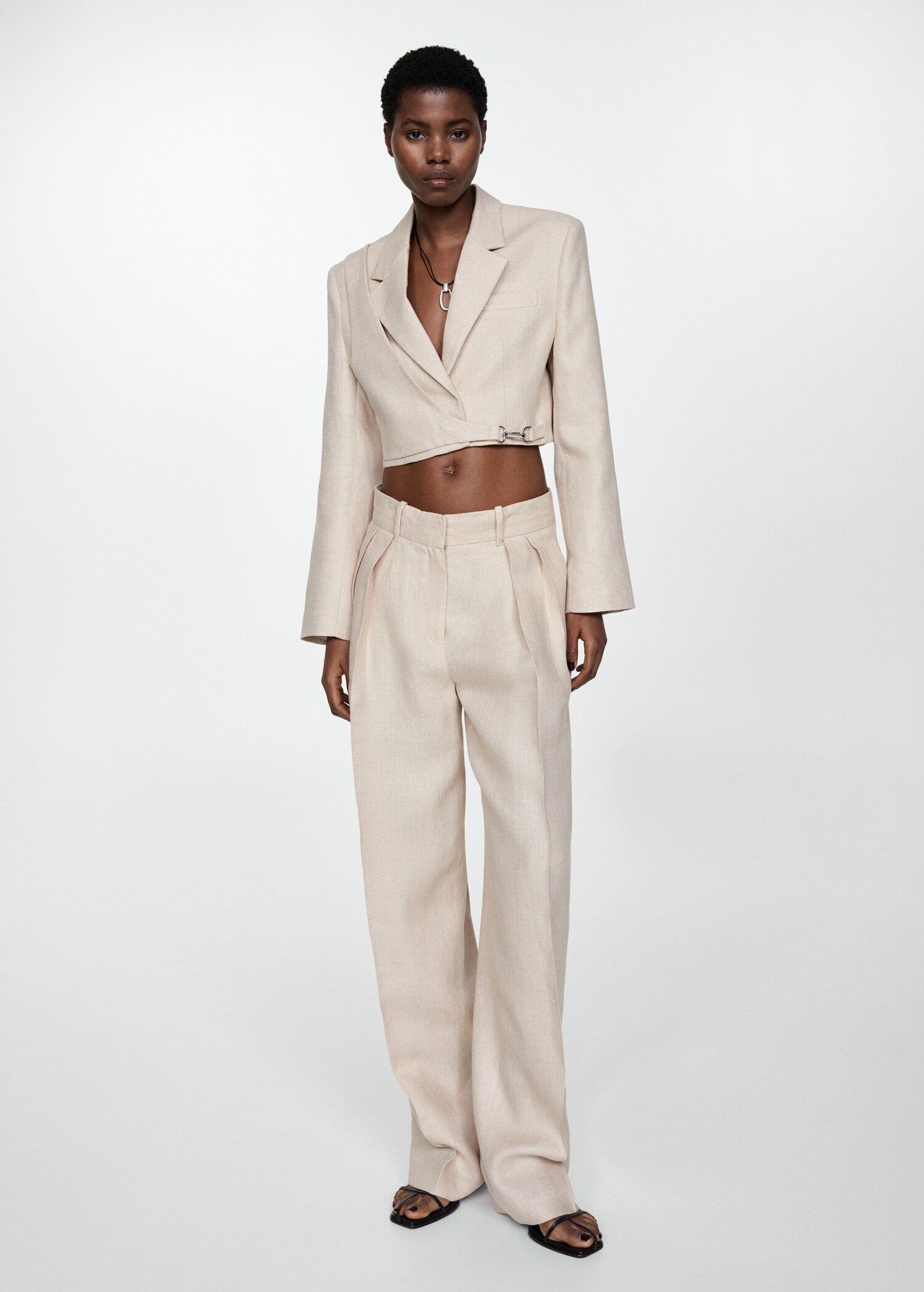 Pantalon pinces 100 % lin - Plan général