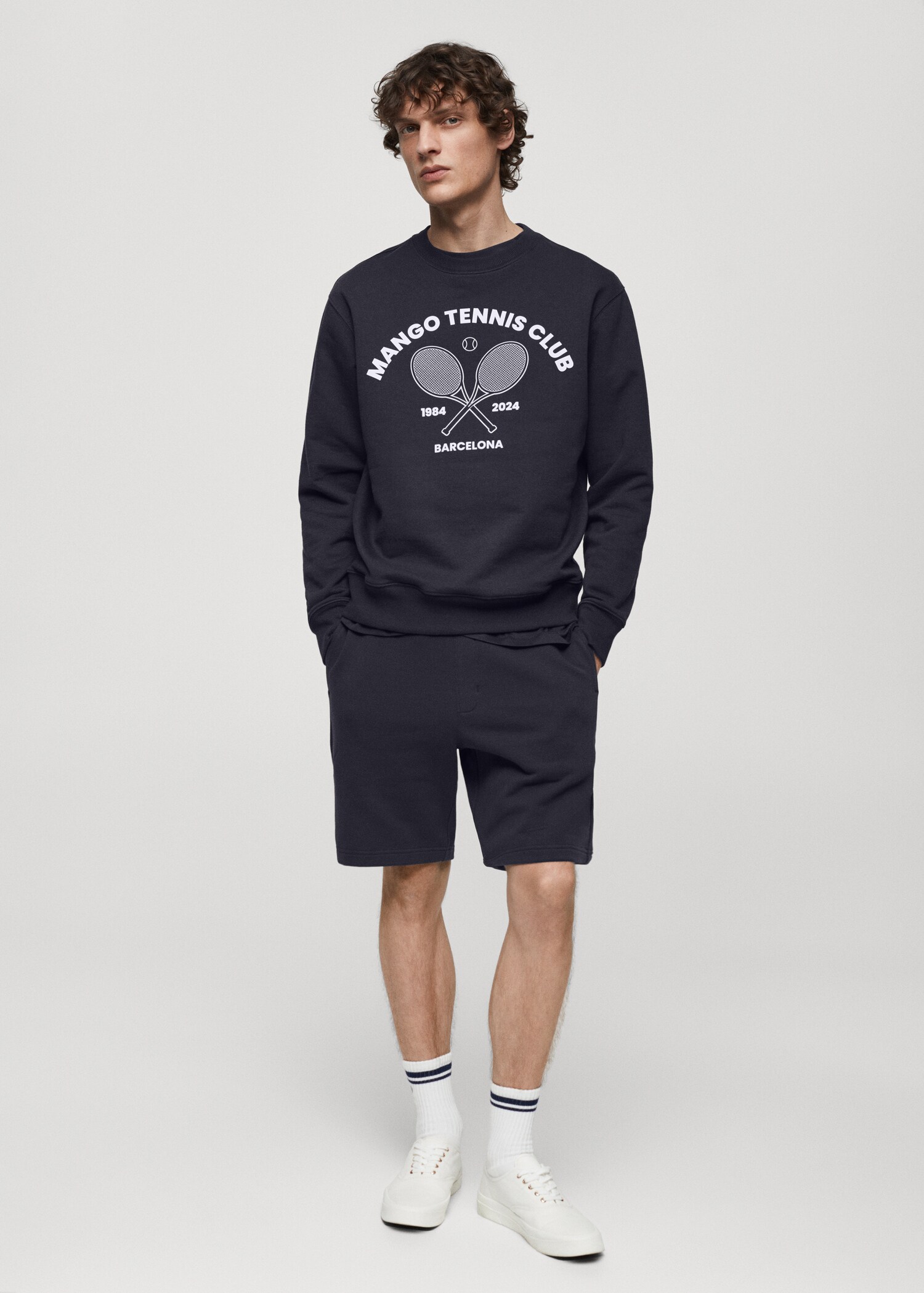 100% cotton bermuda shorts with drawstring - General plane