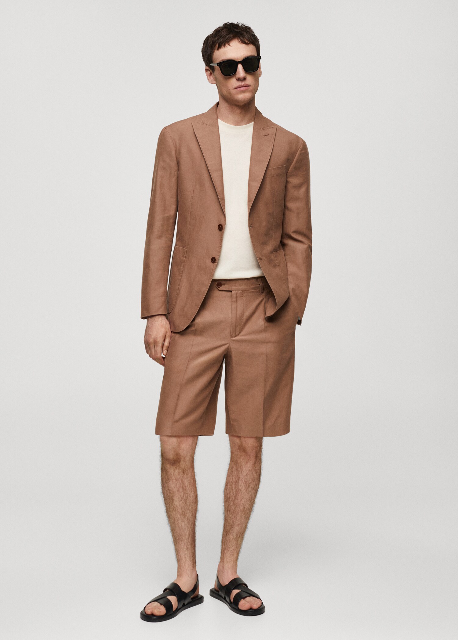 Cotton linen suit bermuda shorts - General plane
