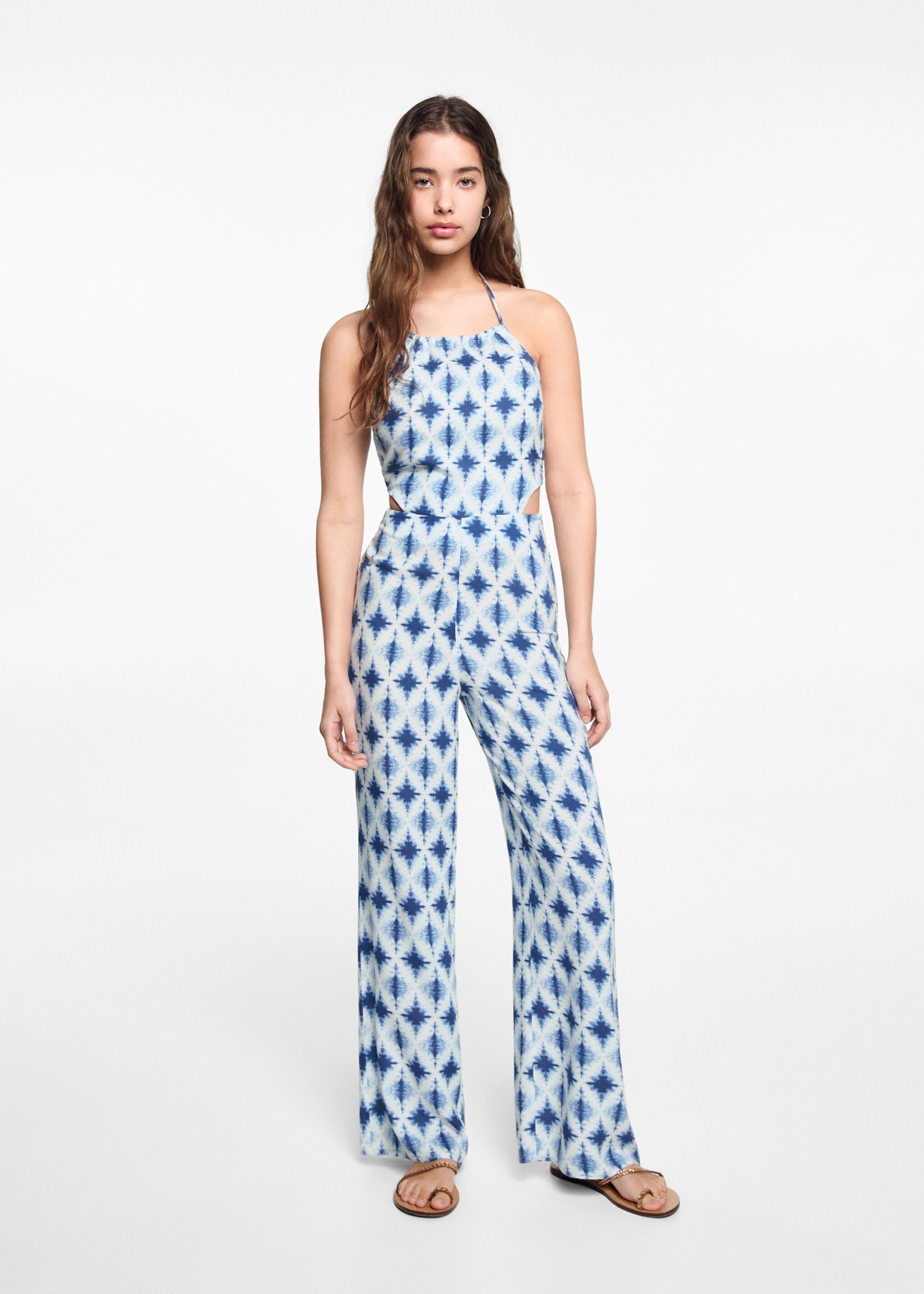 Printed jumpsuit with openings - General plane