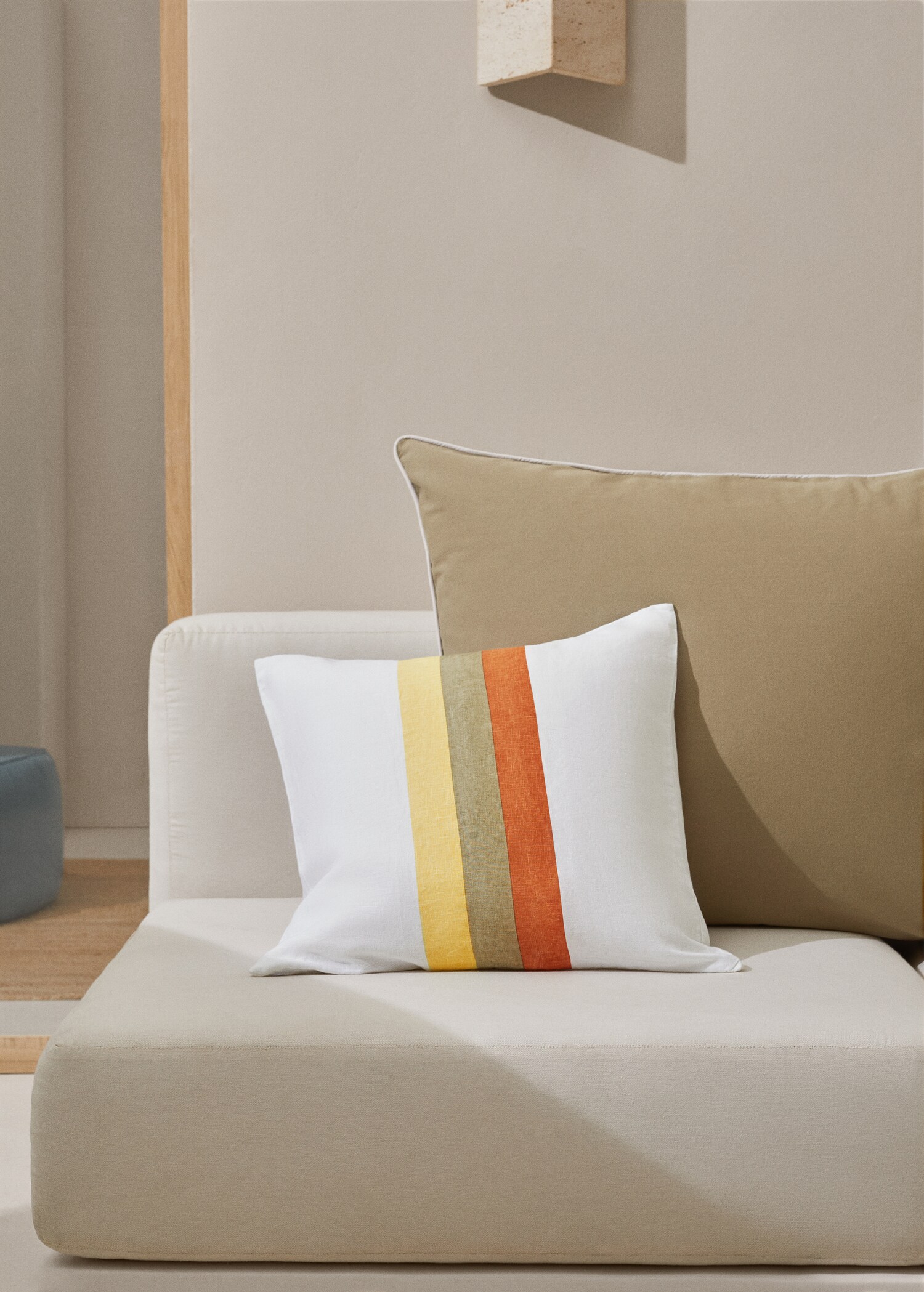 100% linen striped cushion cover 50x50cm - General plane