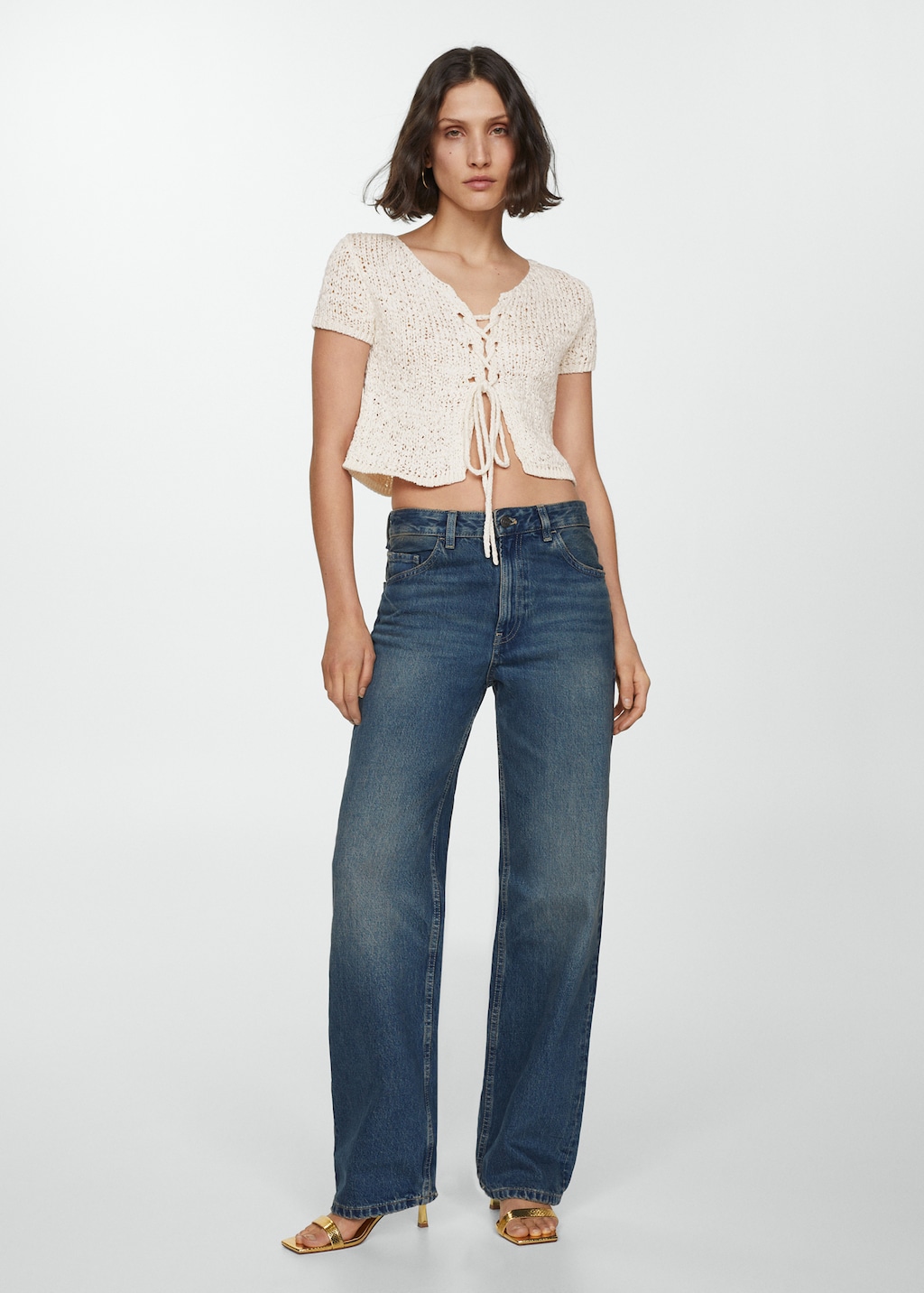 Knitted top with bow closure - Women | MANGO OUTLET USA