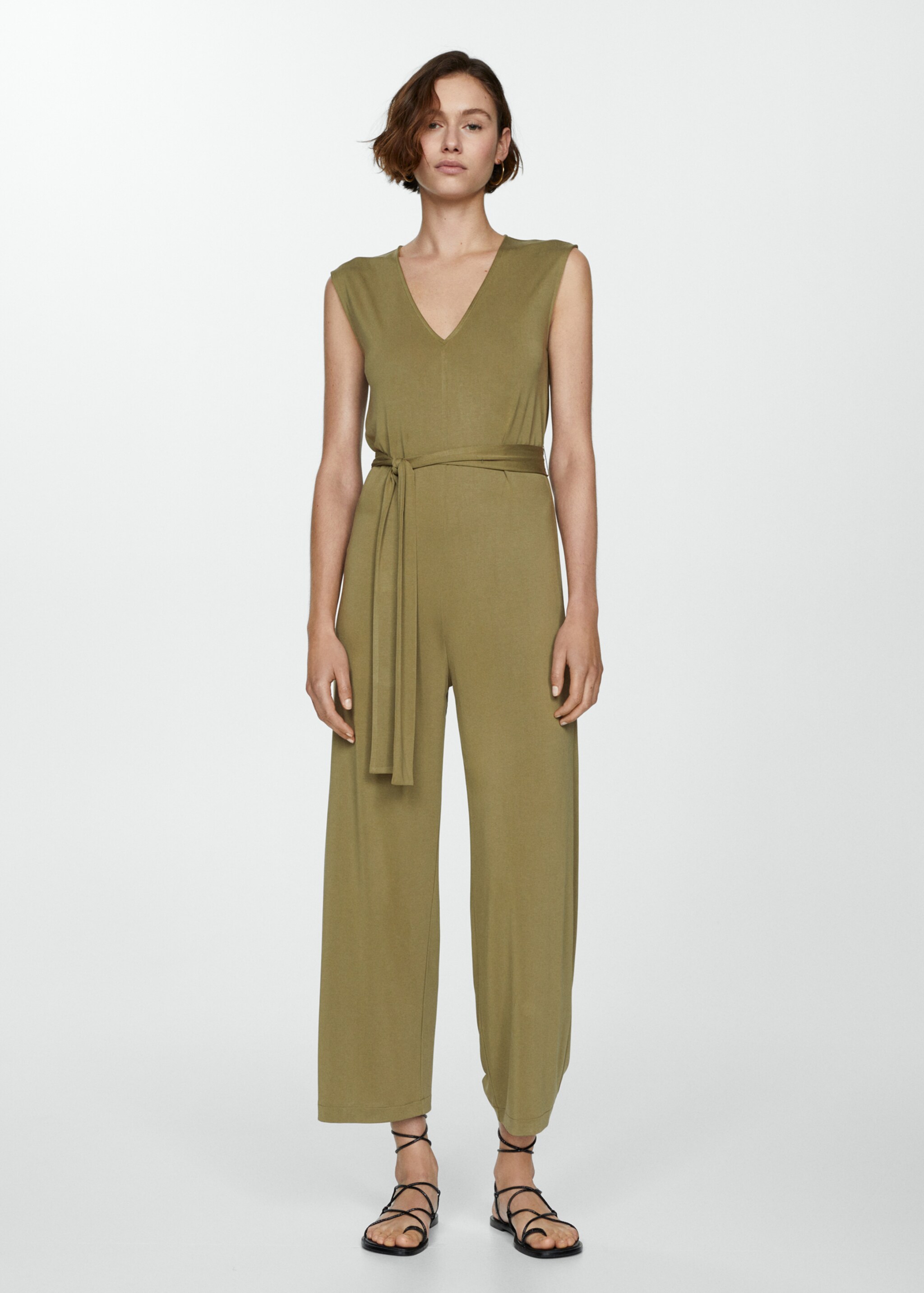 Jumpsuit lunga laccio - Piano generale, Kaki. Ref: 67078652-00.
