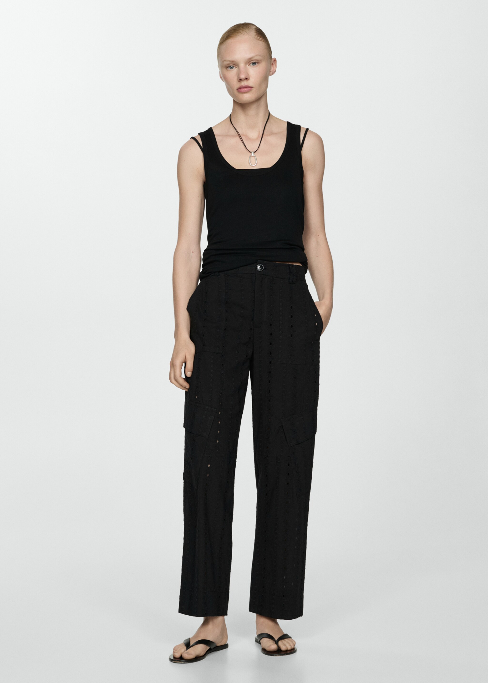 Embroidered cargo trousers - General plane