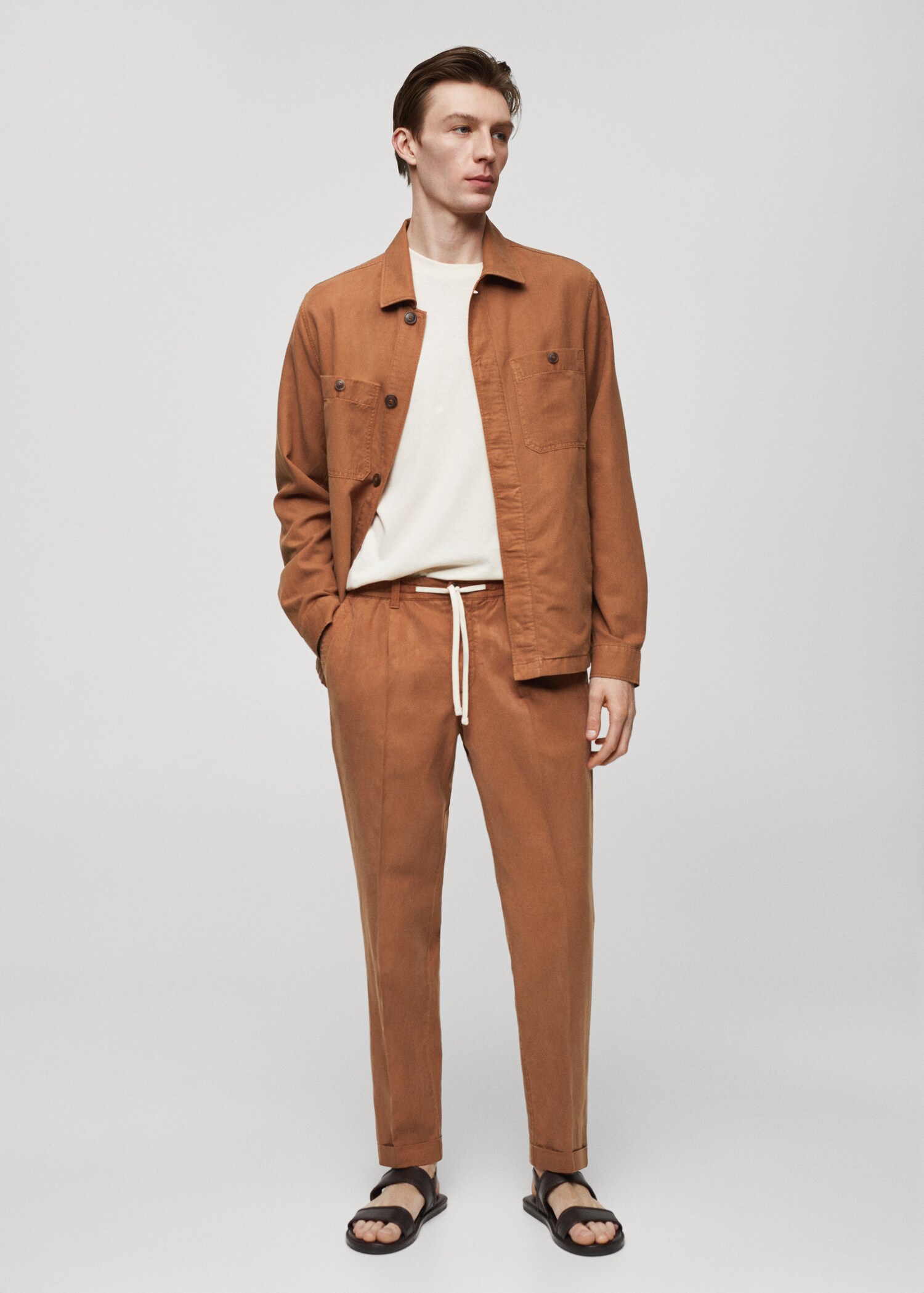Slim-fit Tencel linen overshirt - General plane