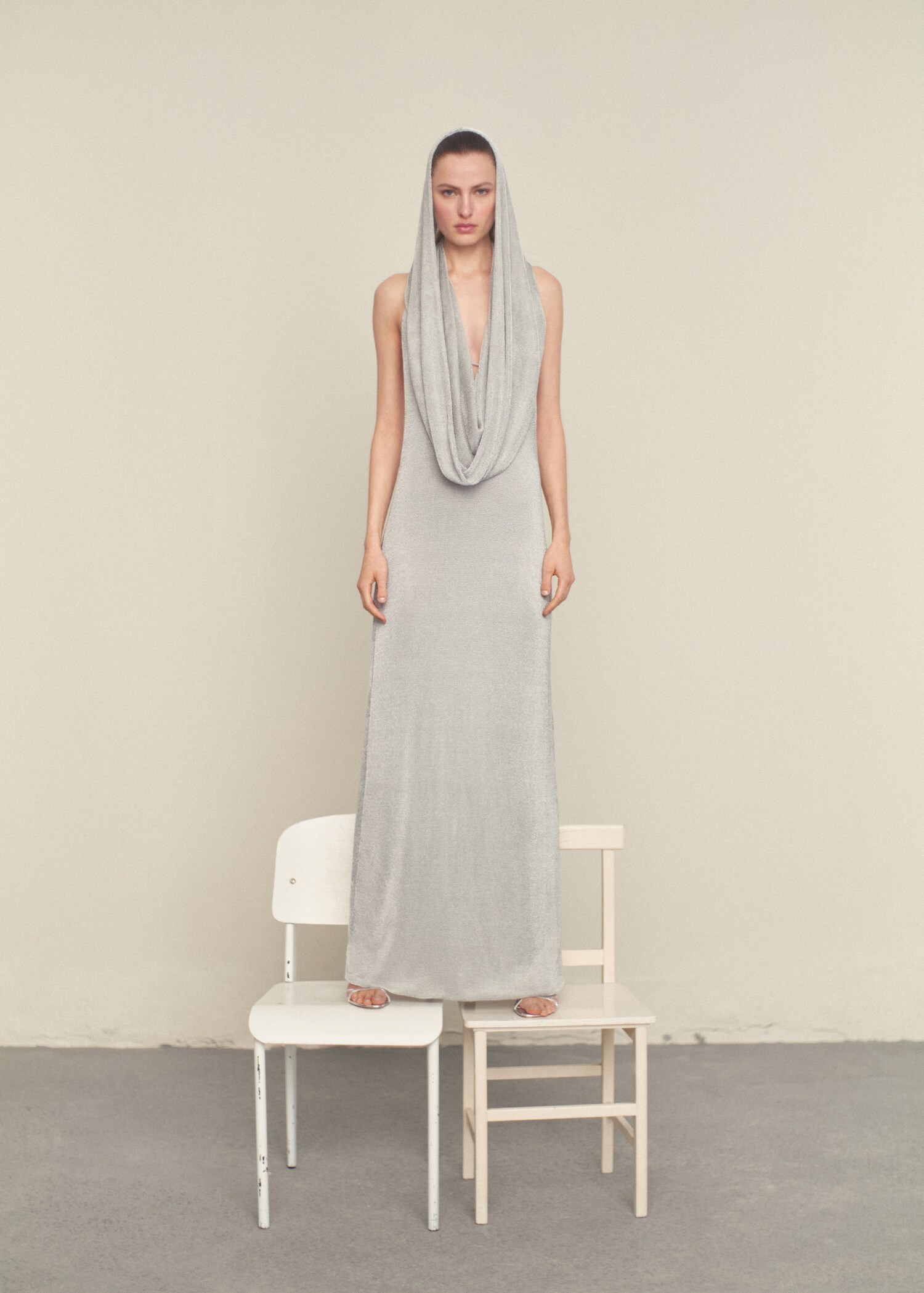 Lurex multi-position hooded dress - General plane