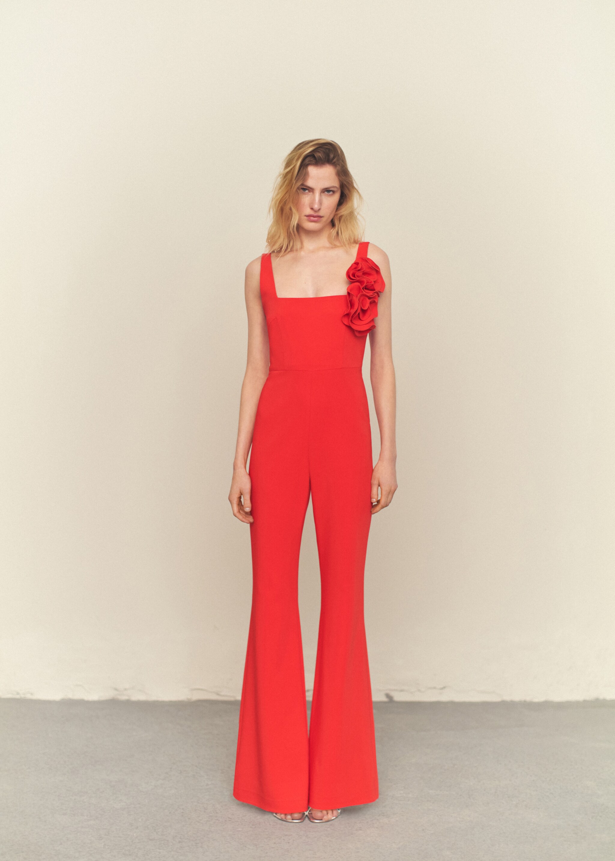 Maxi-flower flared jumpsuit - General plane