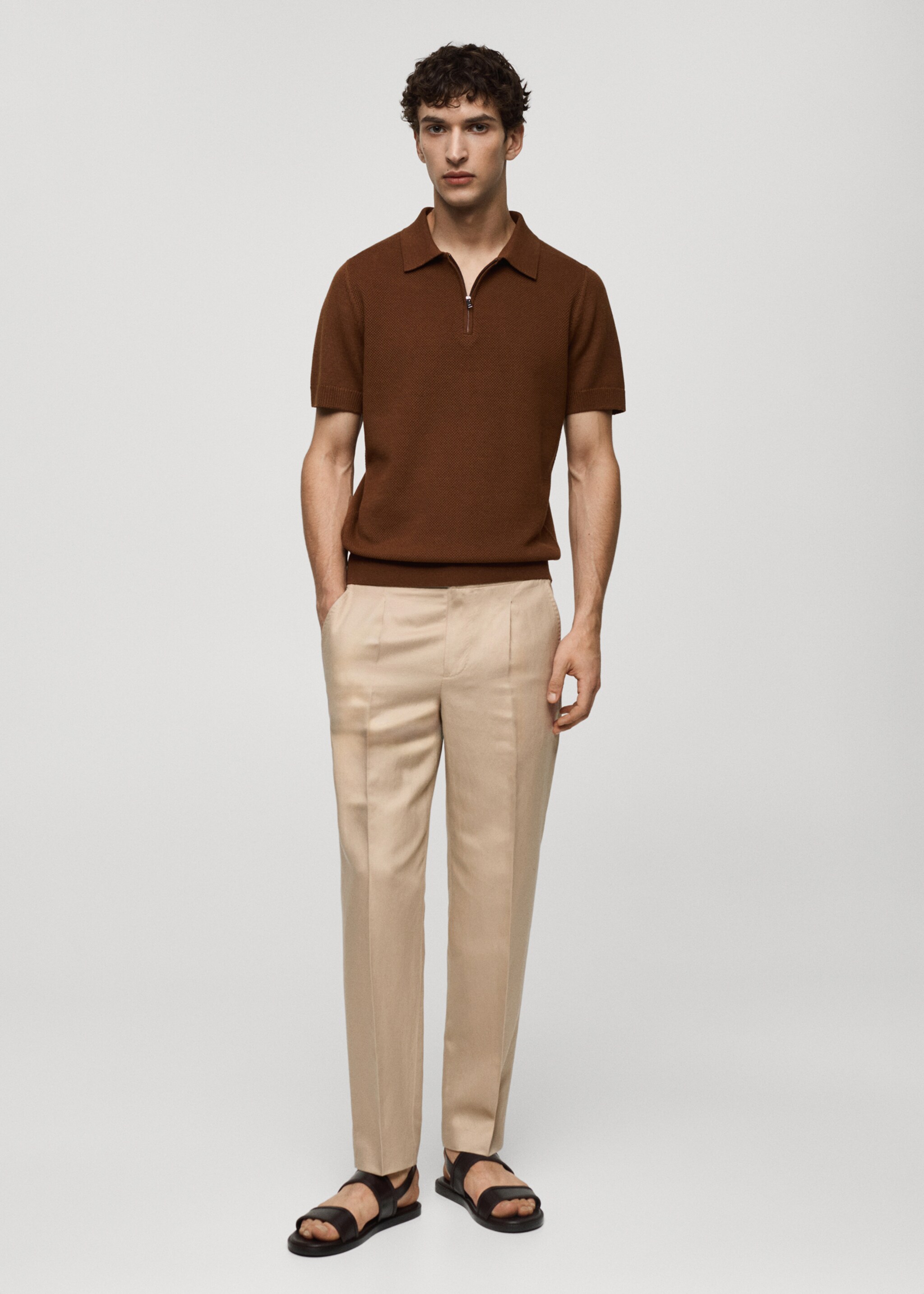 Tencel-linen pleated trousers - General plane
