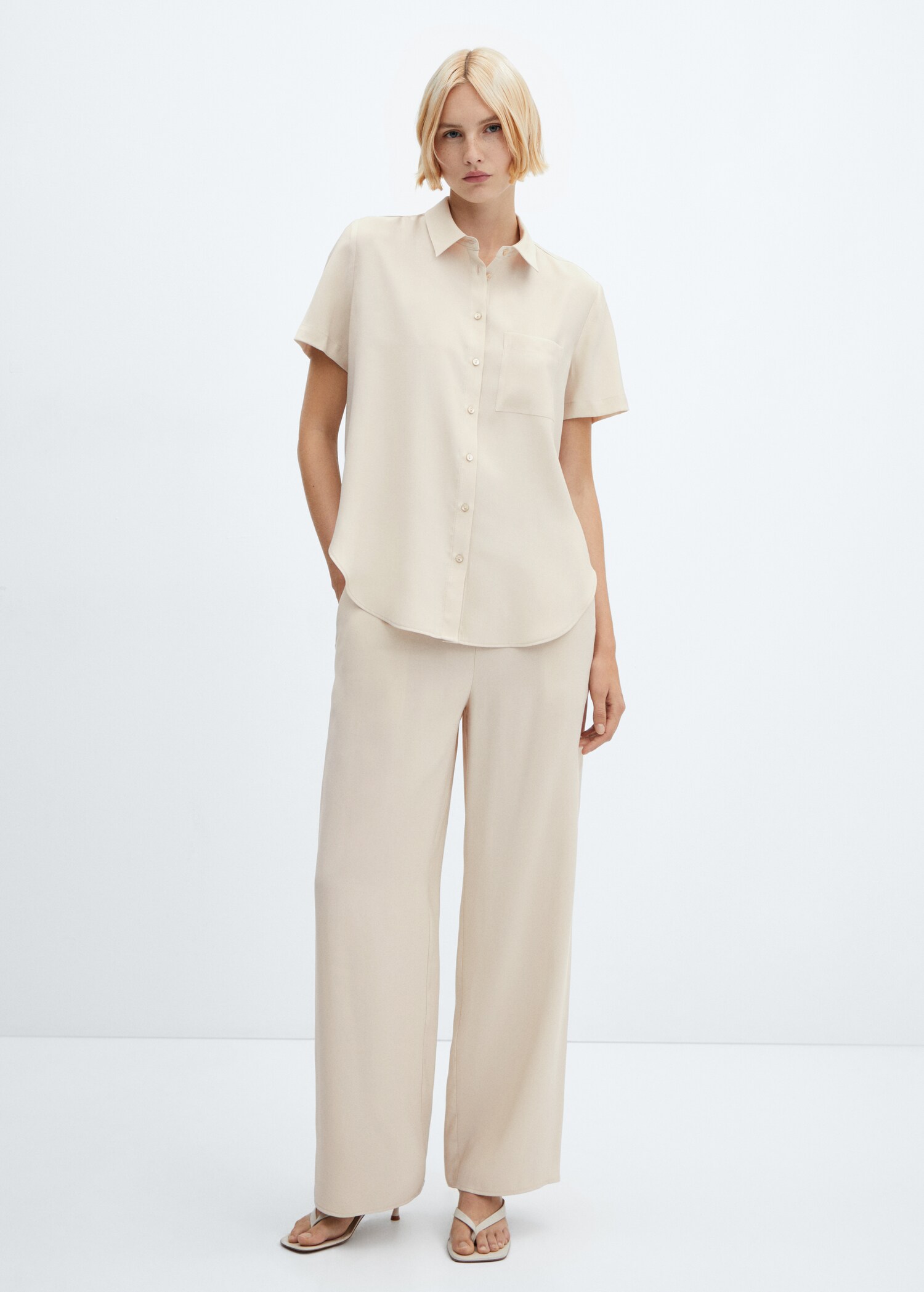 Wide-leg pants with elastic waist - General plane