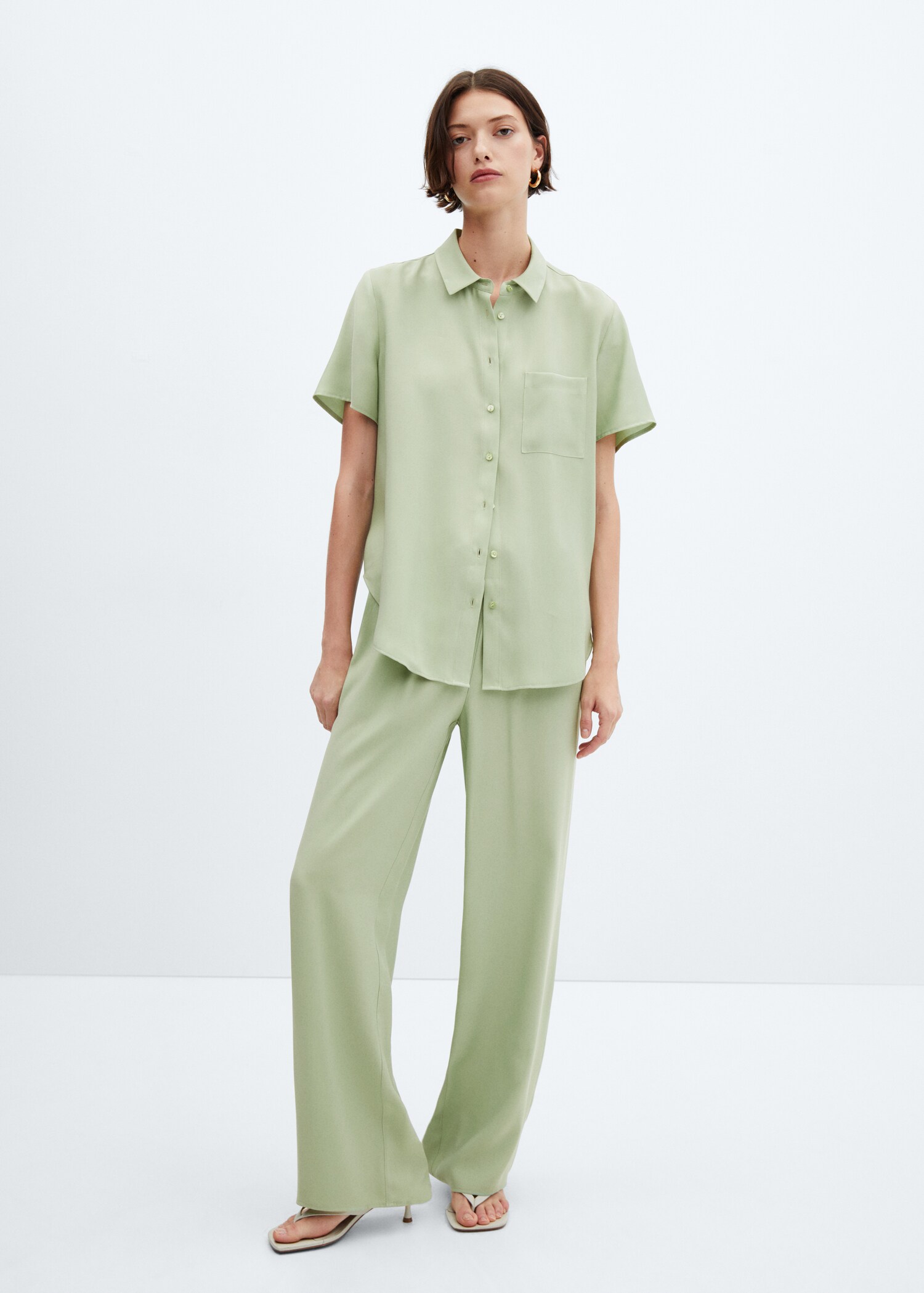 Wideleg trousers with elastic waist - General plane