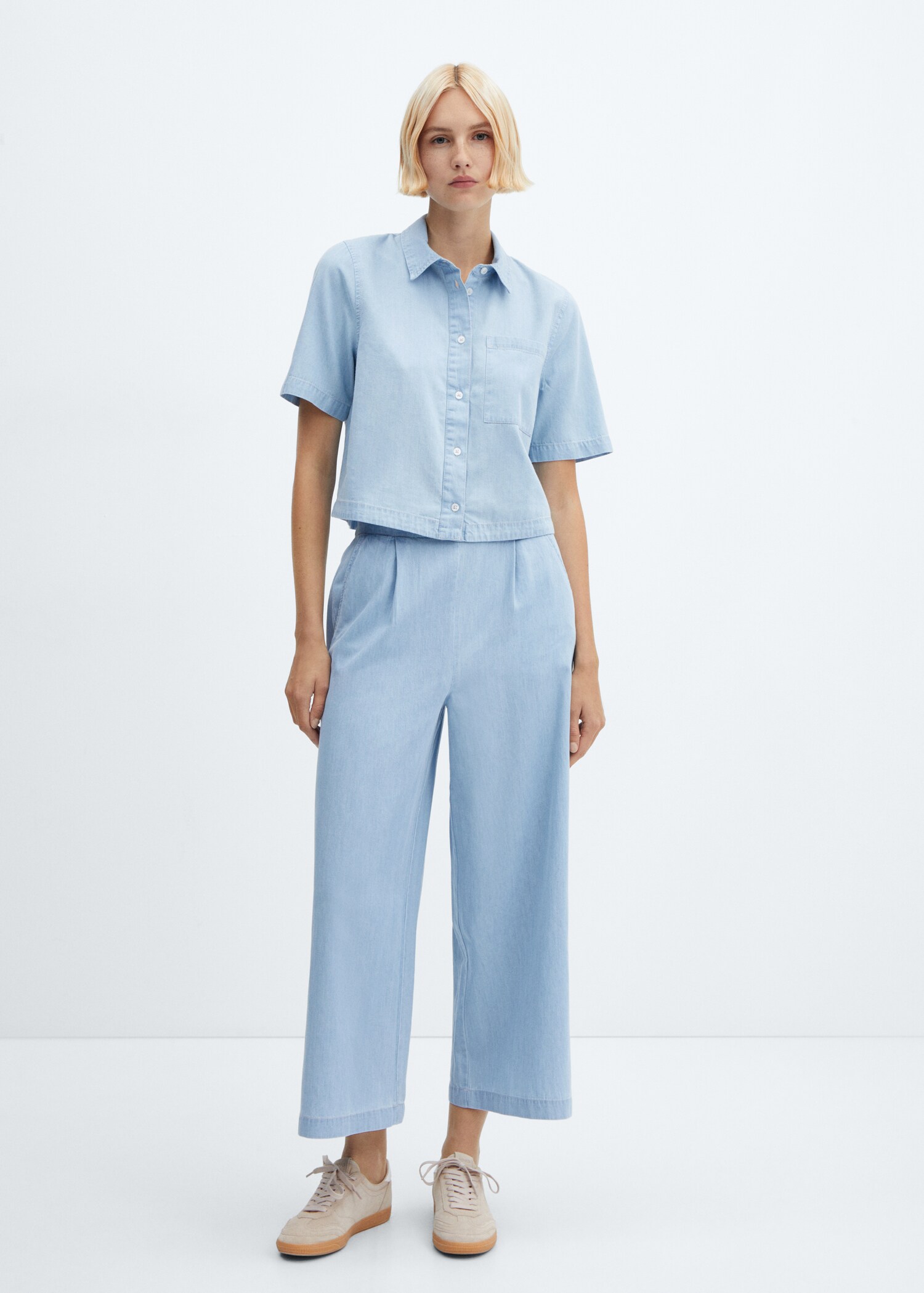 Pleated culottes trousers - General plane