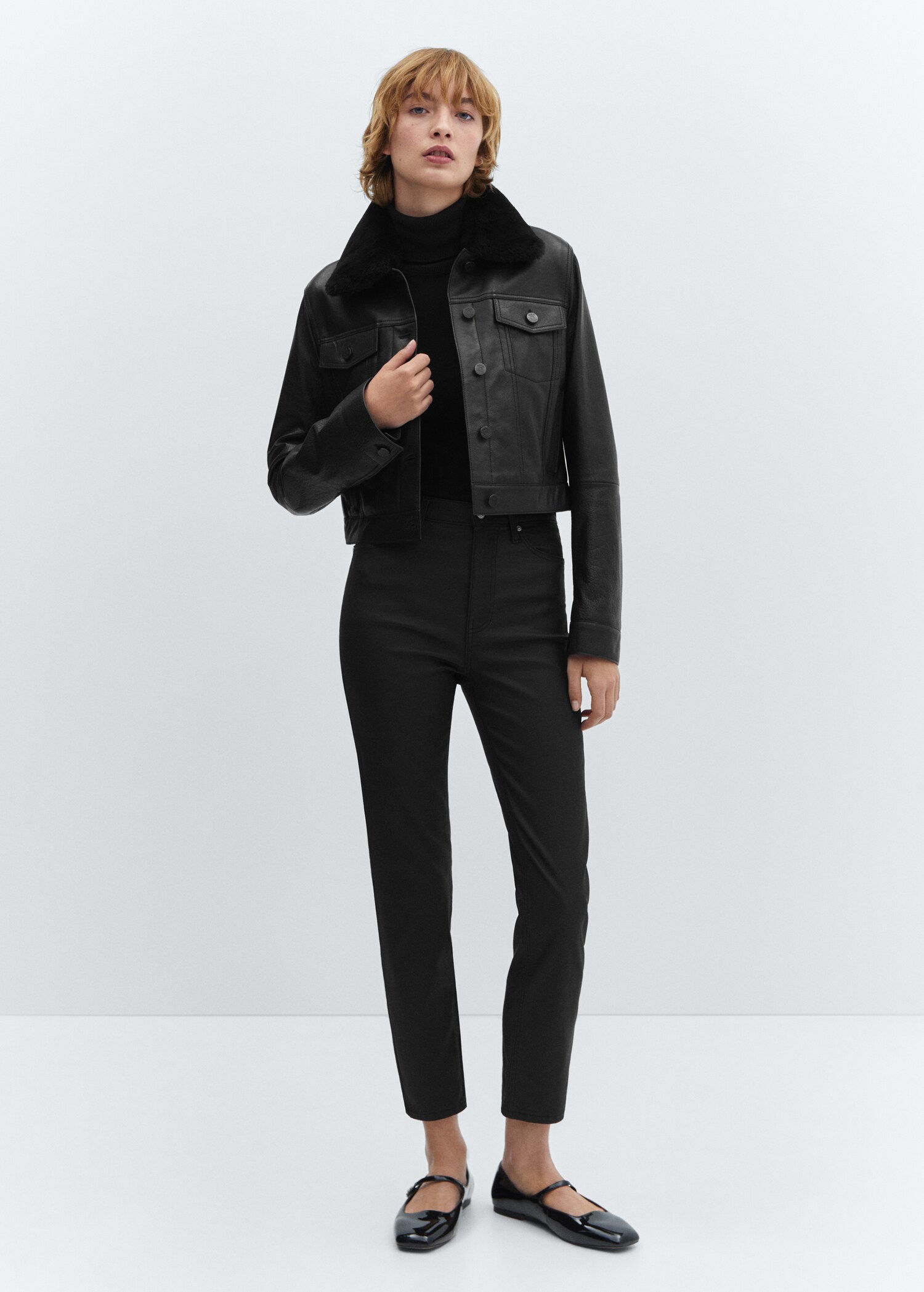 Claudia lakkhatású slim crop farmernadrág - Általános sík
