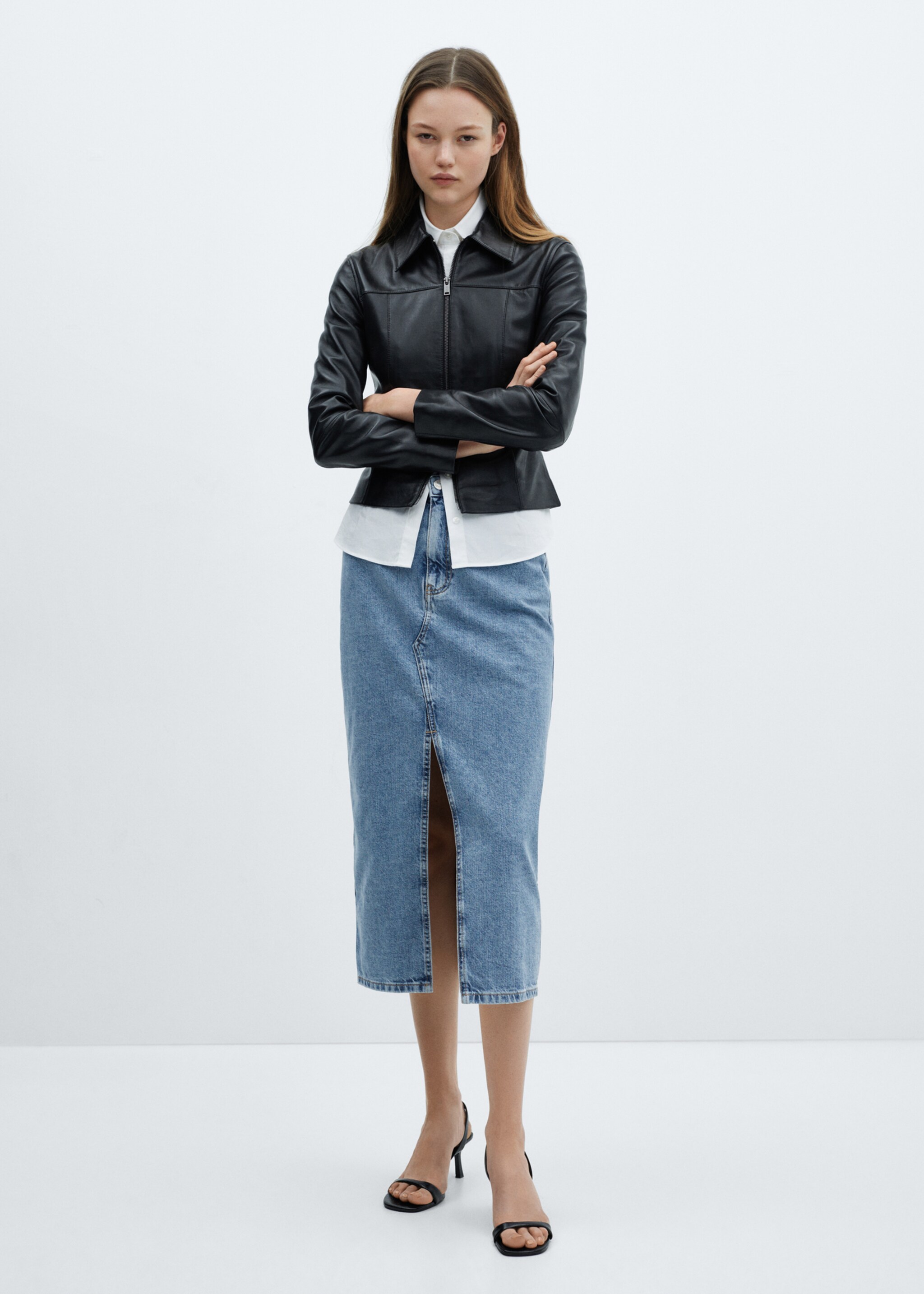 Denim midi-skirt - General plane
