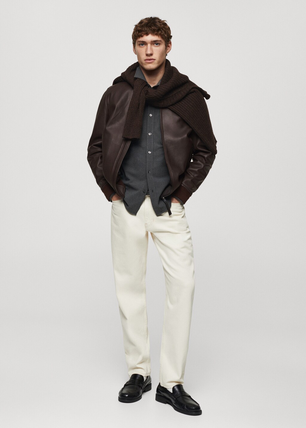 レザージャケット・コート Nappa leather oversized jacket stein OVERSIZED LEATHER ZIP JACKET - tity