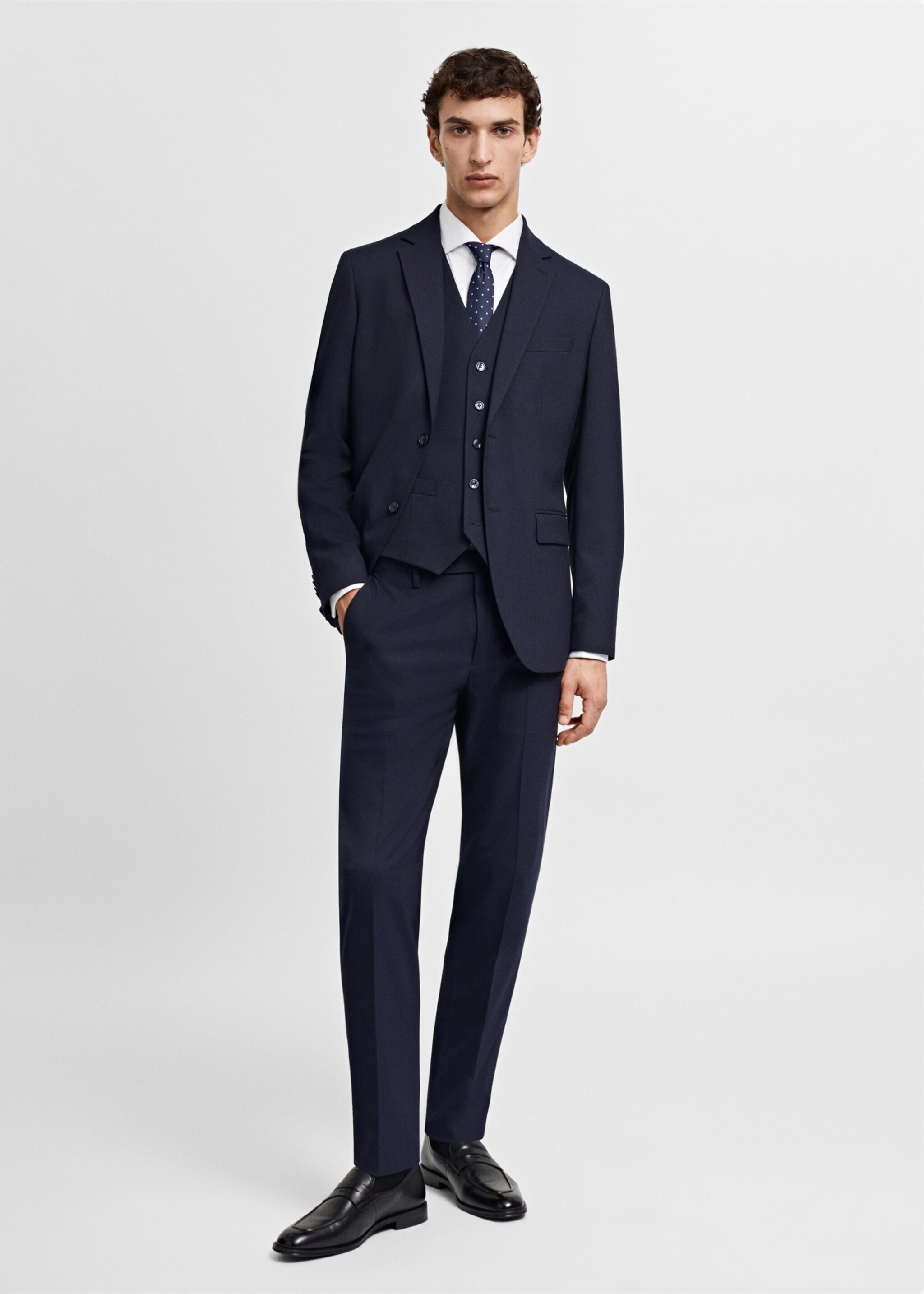 Slim-fit suit waistcoat - General plane, Navy. Ref: 67080619-00.