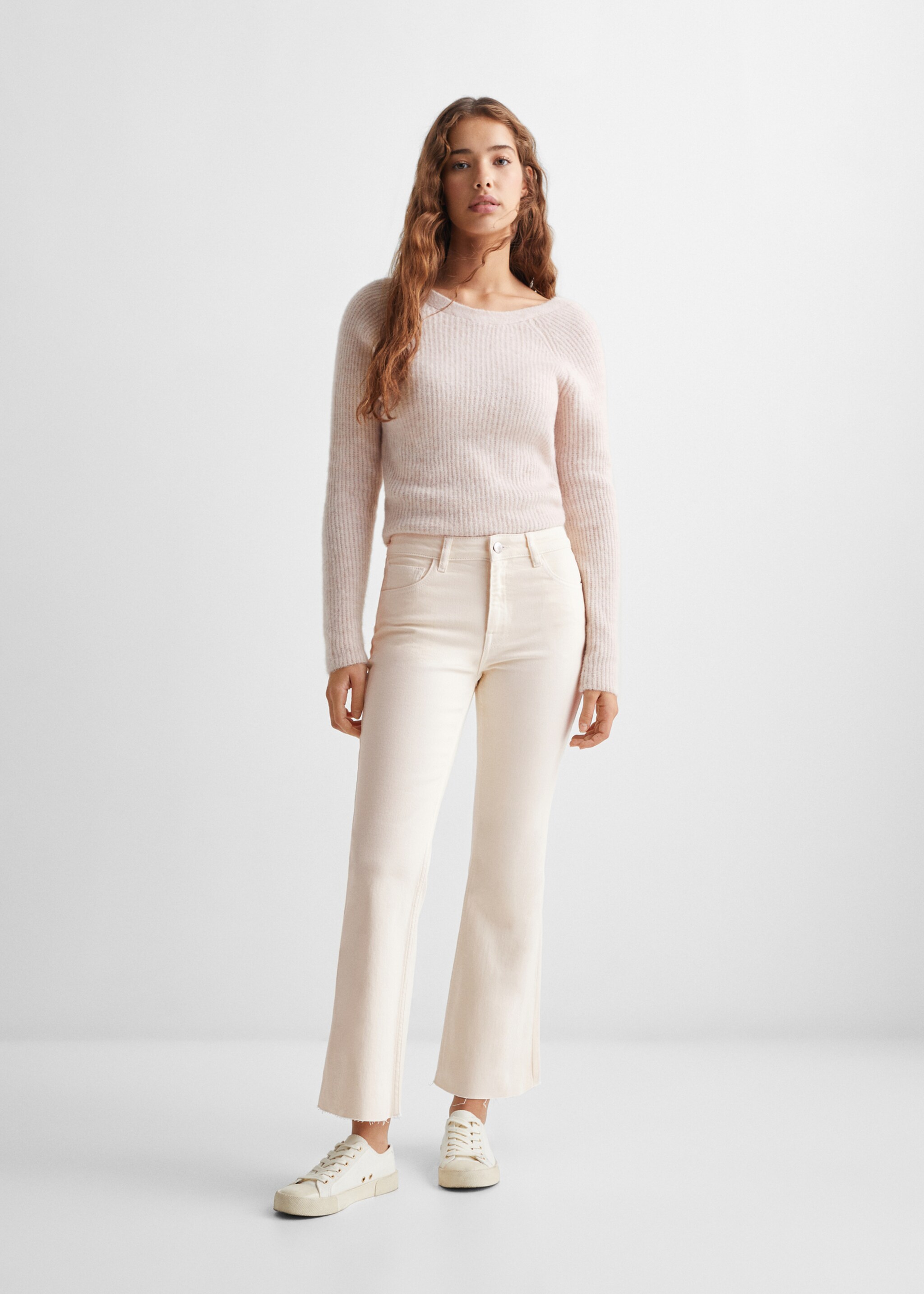 Kurze Flared-Jeans - Allgemeine Ansicht, Beige. Ref: 67080634-00.