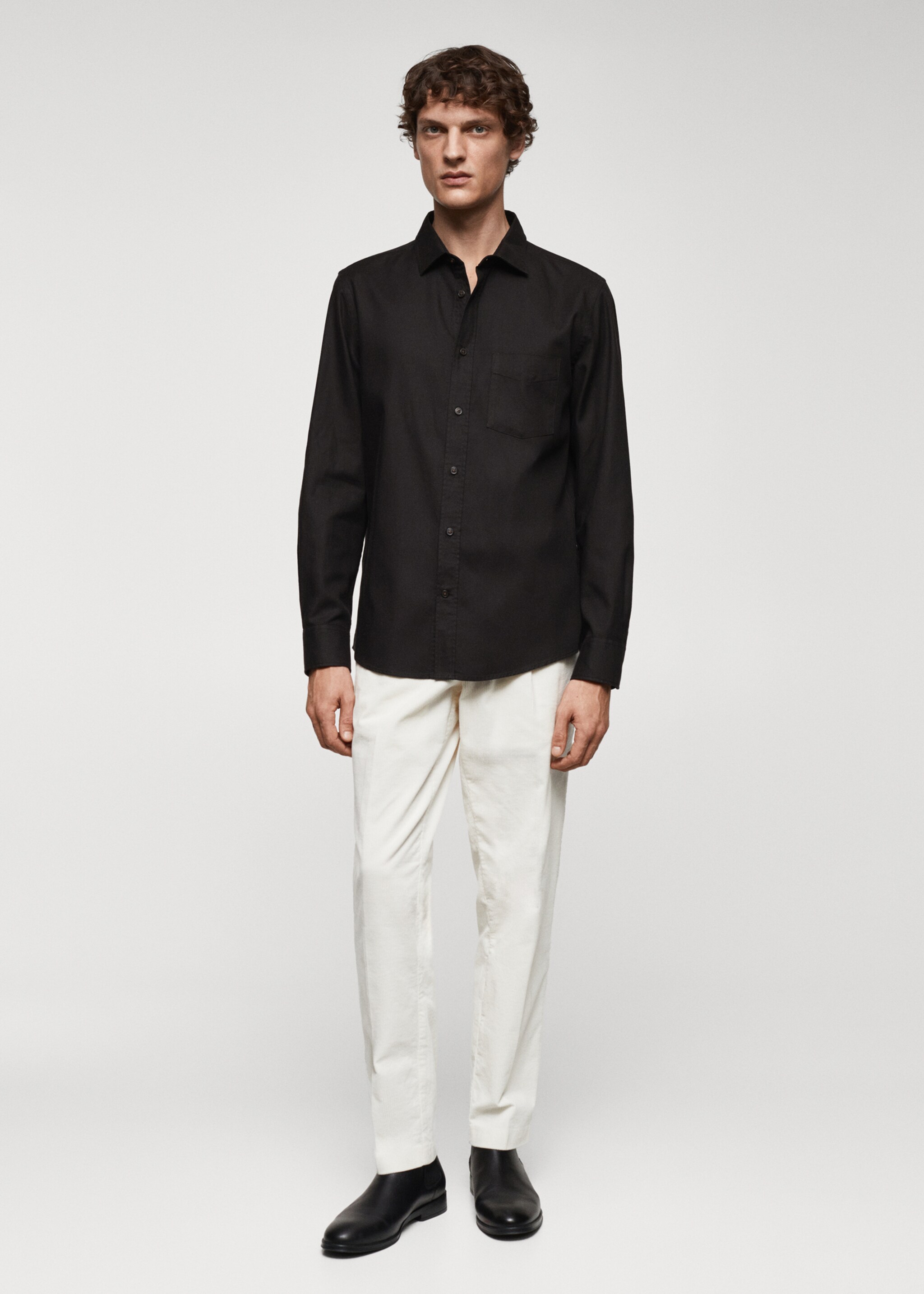 Camisa sarga algodón perchado - Plano general