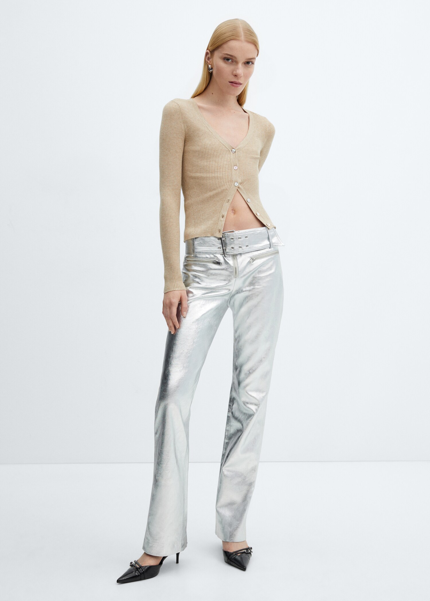 Pantalon métallisé ceinture - Plan général