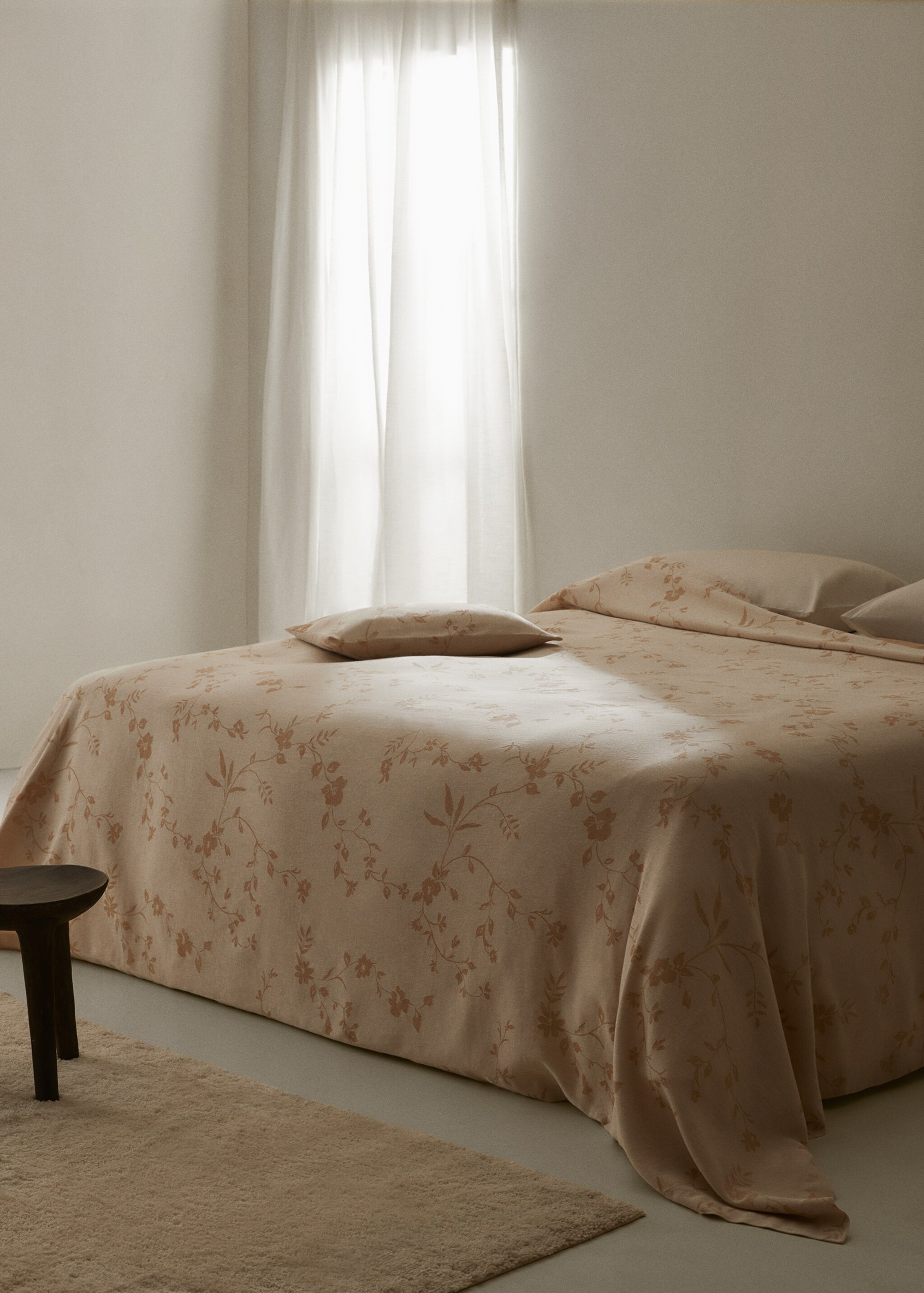 Floral-print cotton duvet cover - General plane, Burnt Orange. Ref: 67084064-00.