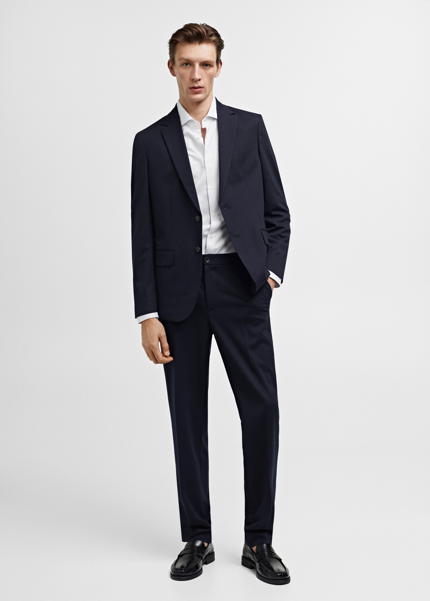 Katoenen slim fit overhemd - Overzichtstekening