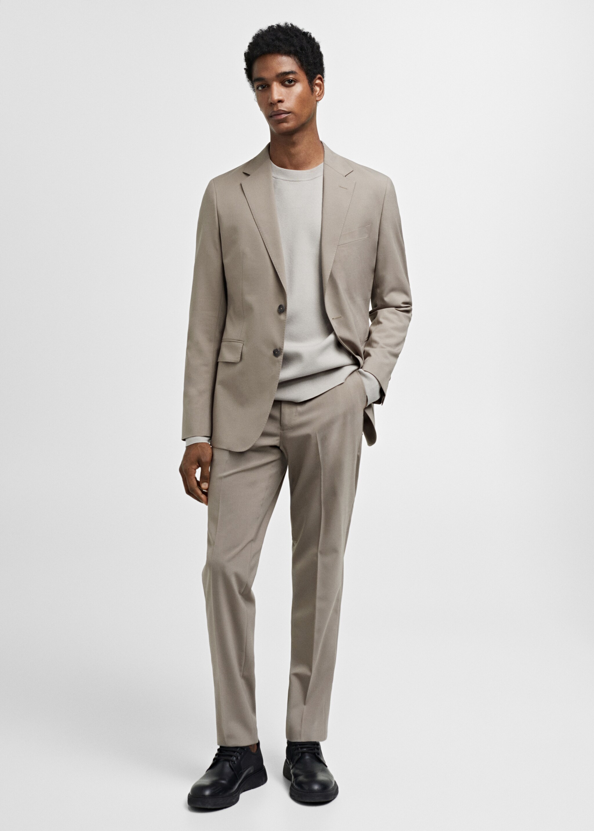 Slim-fit wool suit jacket - General plane