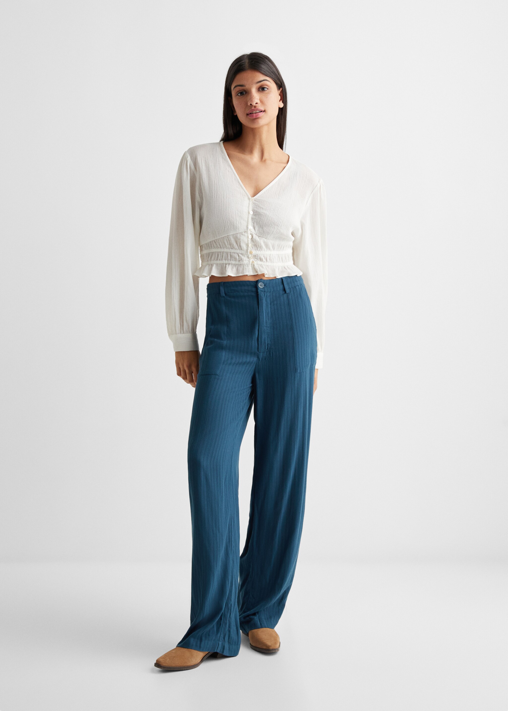 Gestreepte straight-fit broek - Overzichtstekening