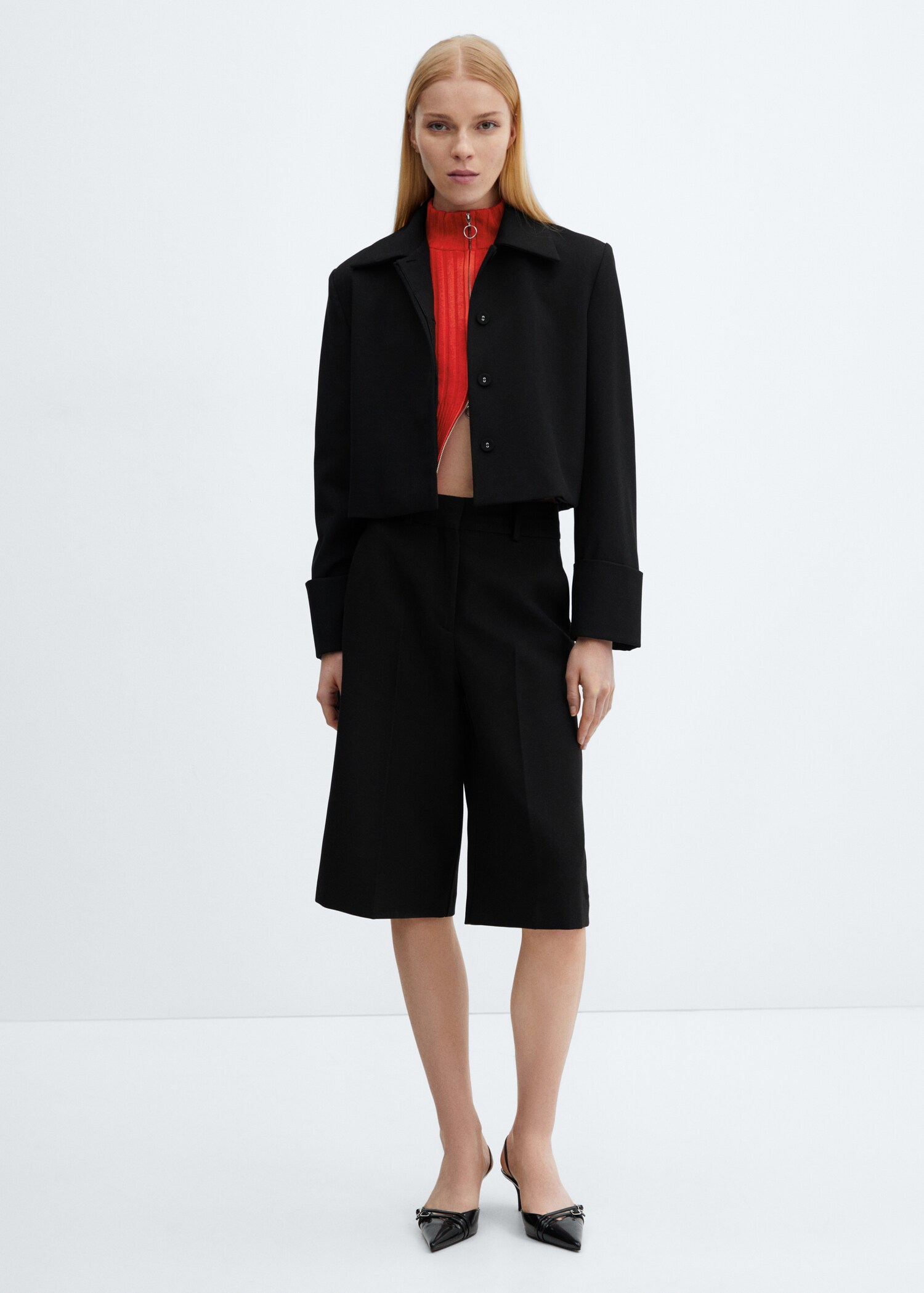 Rechte high-waist bermuda - Overzichtstekening