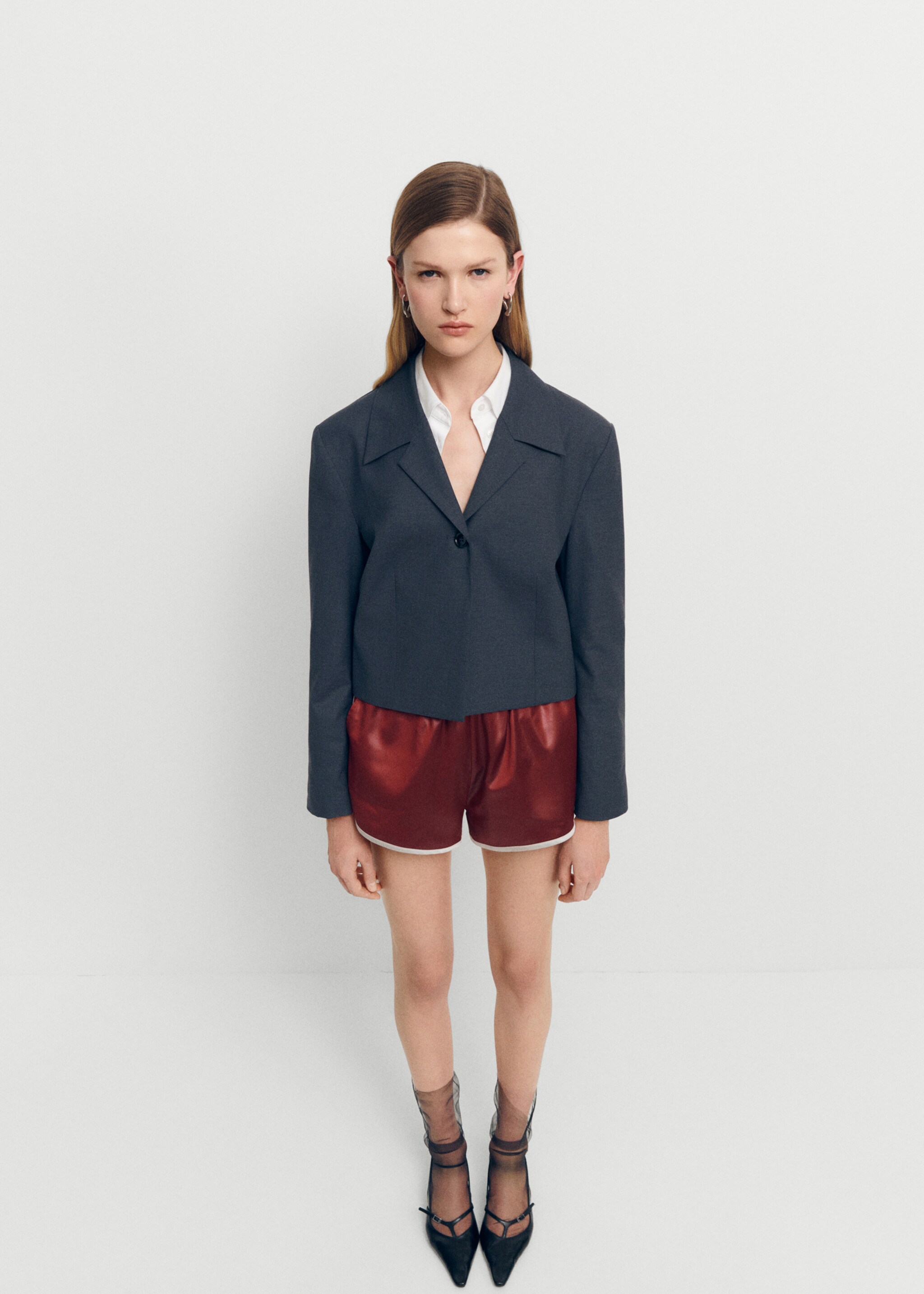 Satin shorts with elastic waist - General plane