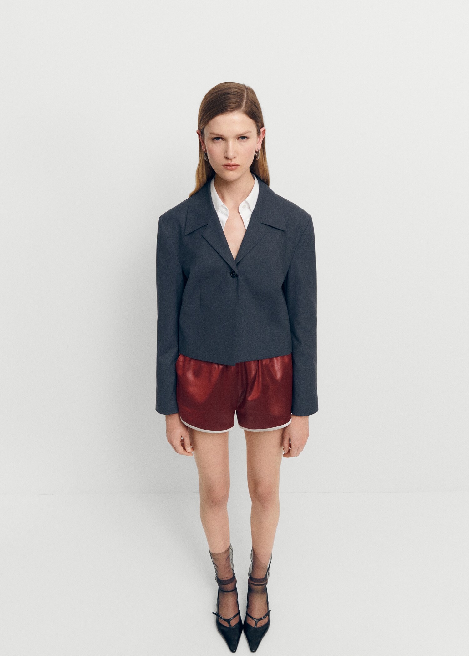 Satijnen shorts met elastische tailleband - Overzichtstekening