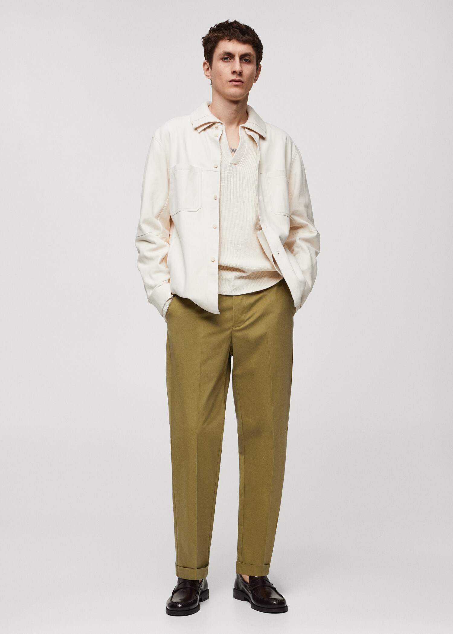 100% leather overshirt with pockets - General plane