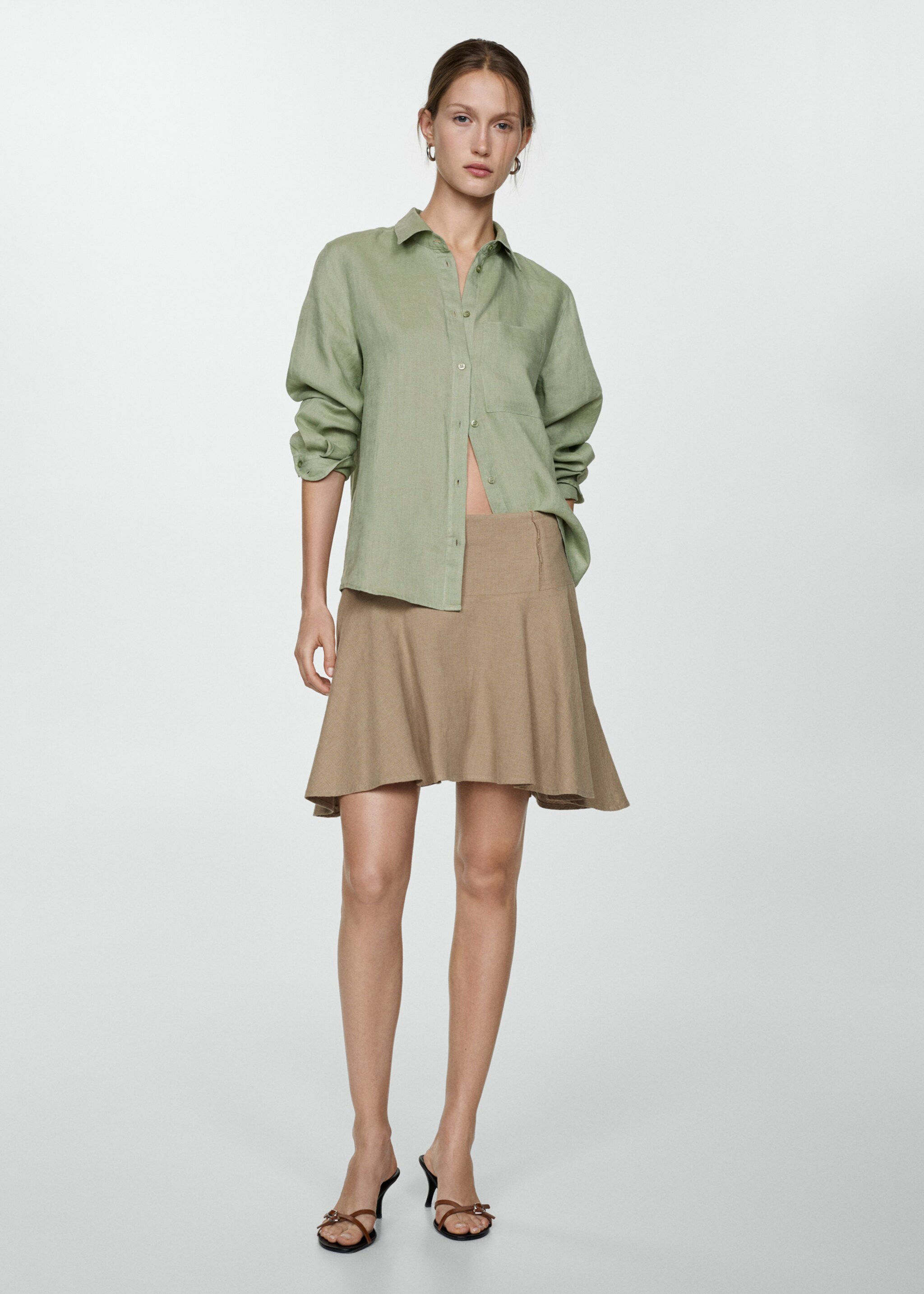 Linen 100% shirt - General plane, Green. Ref: 67085722-00.