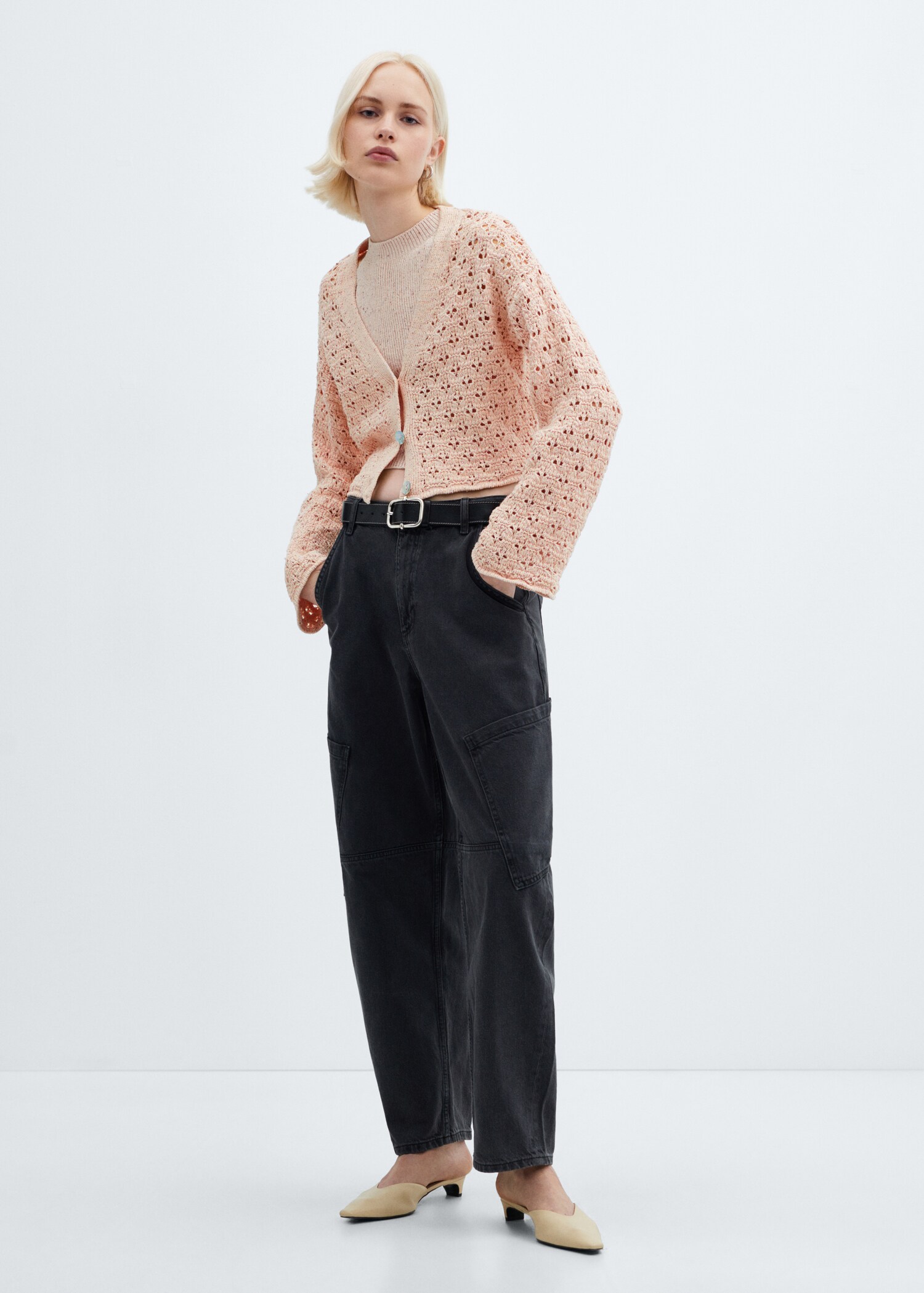 Openwork knit cardigan - General plane