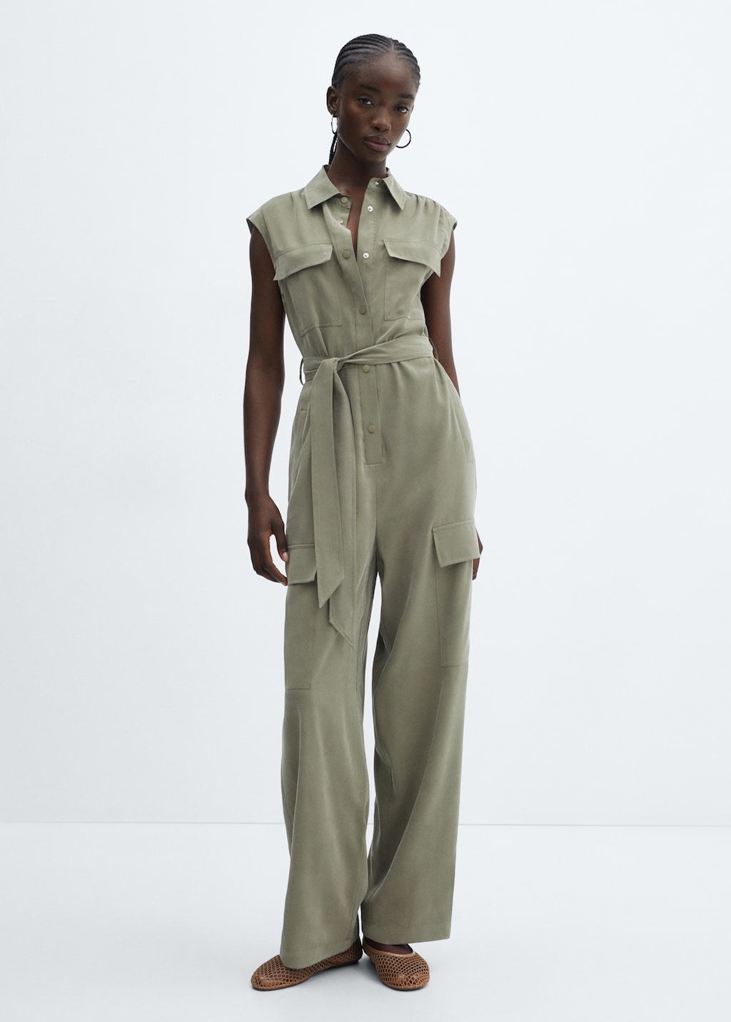 Cargo-style linen jumpsuit - Women | MANGO OUTLET USA