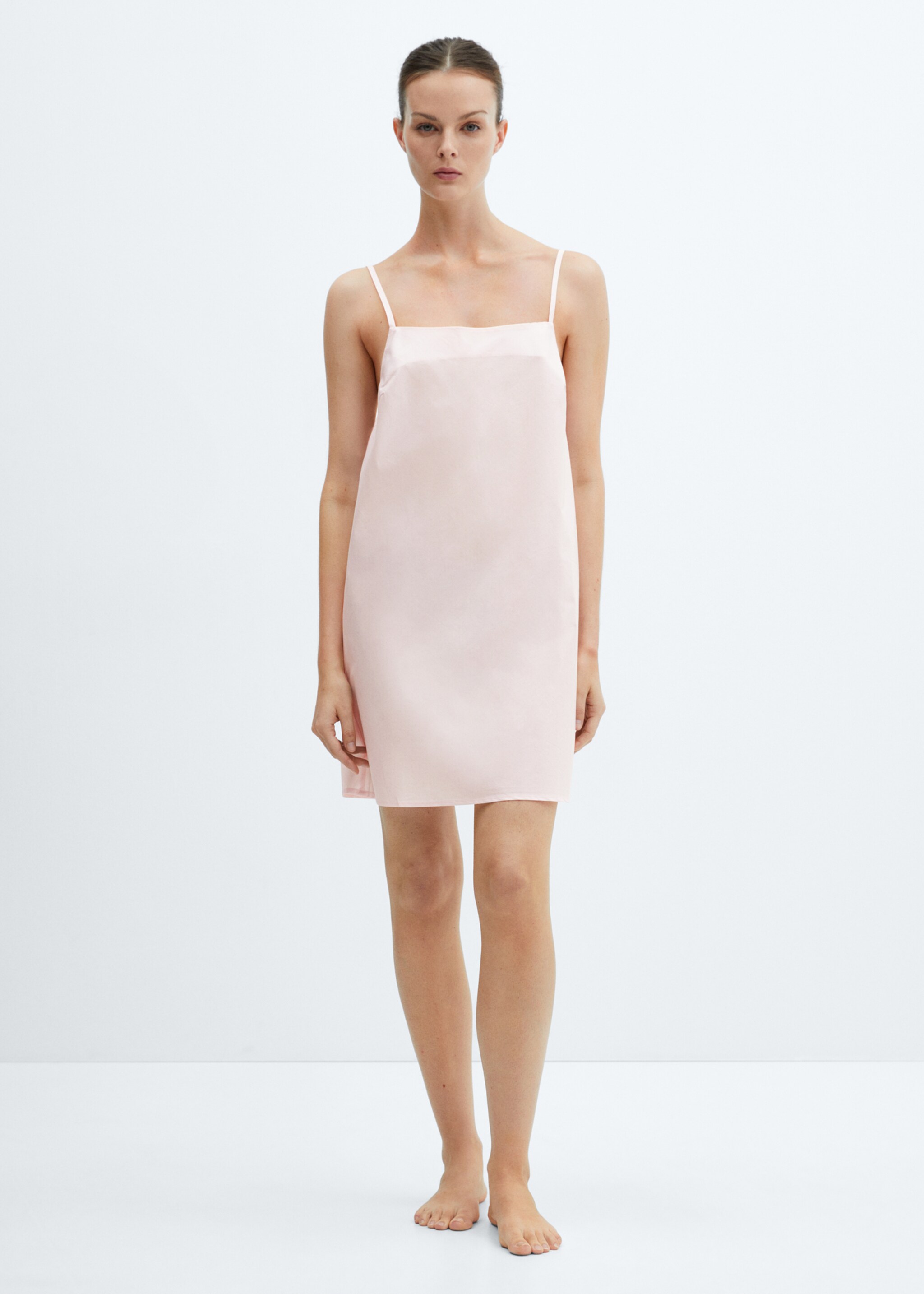 100% cotton nightdress - General plane, Light Pink. Ref: 67086016-00.