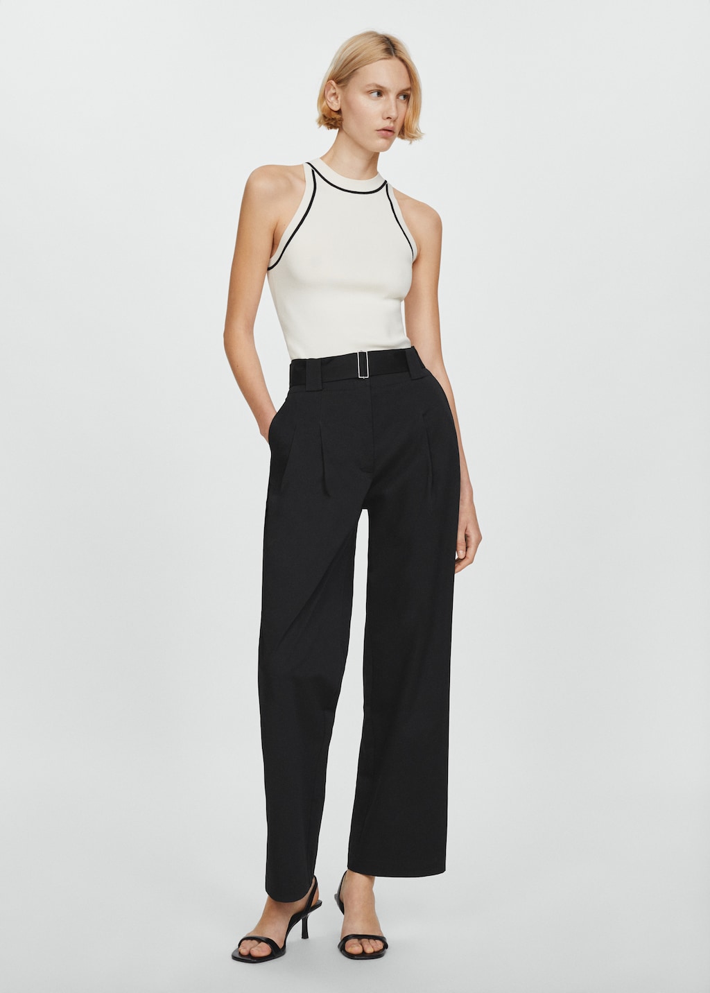 Women's Belted wool pants with utility pockets | Black | Diesel