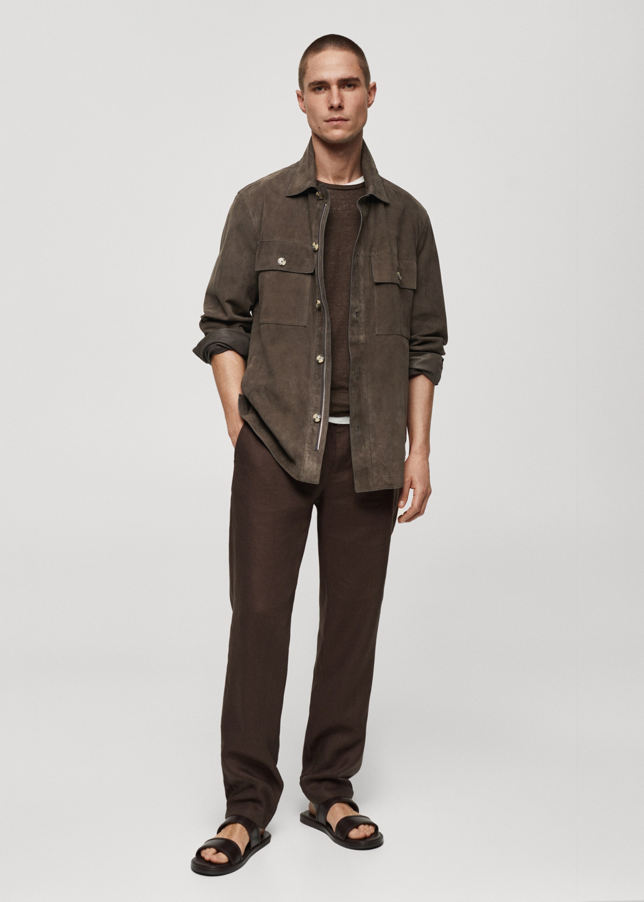 Suede jacket with pockets - General plane