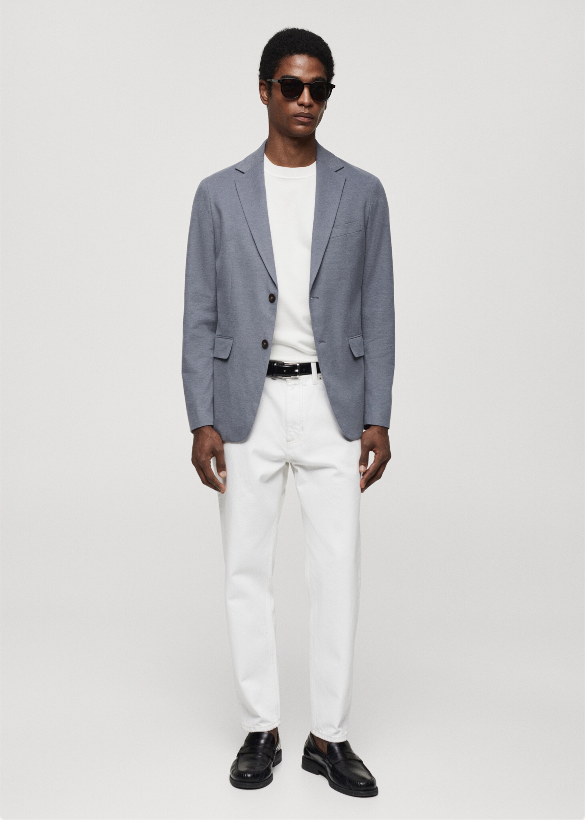 Structured slim fit cotton blazer - General plane