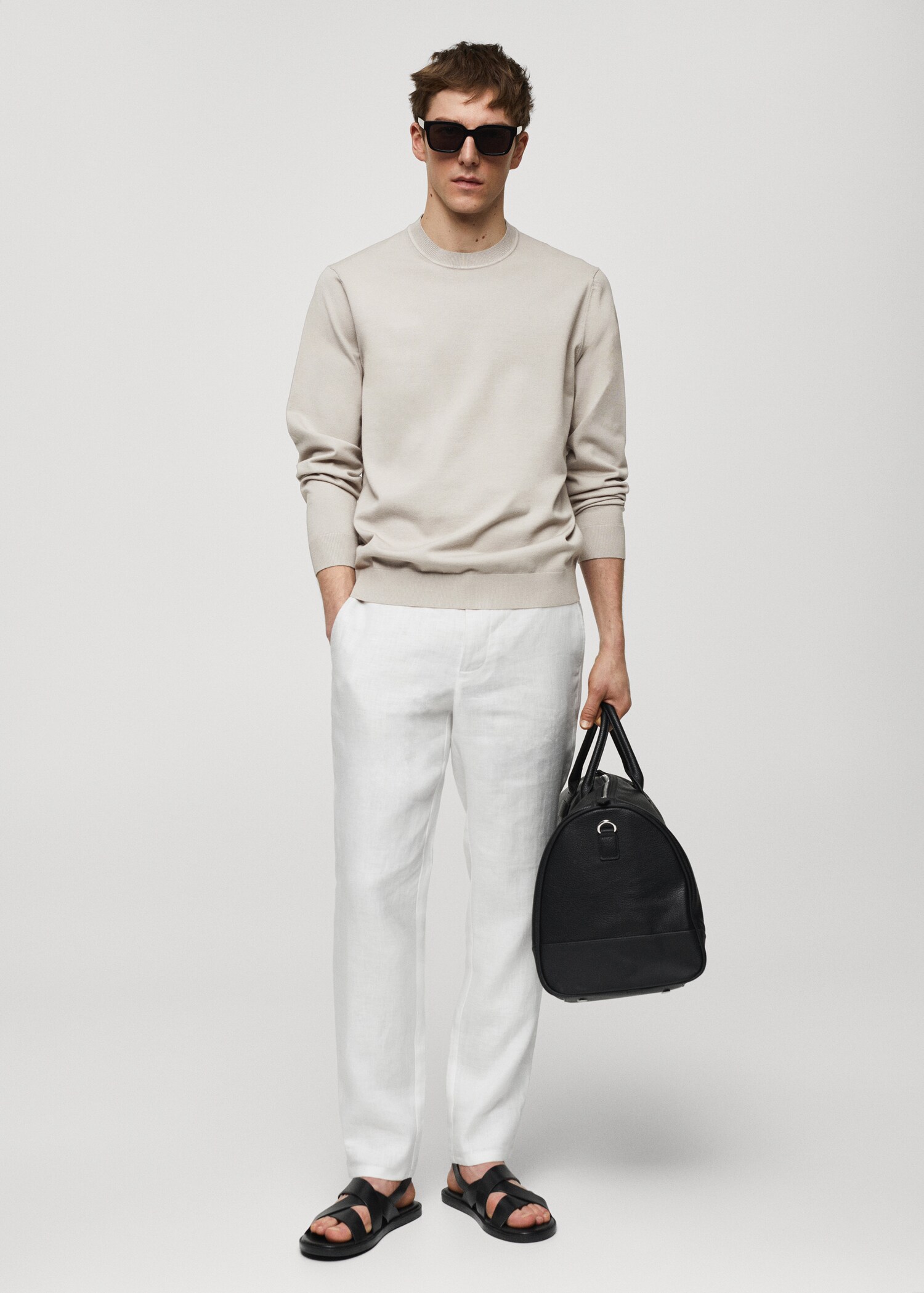 Round-neck cotton knitted sweater - General plane