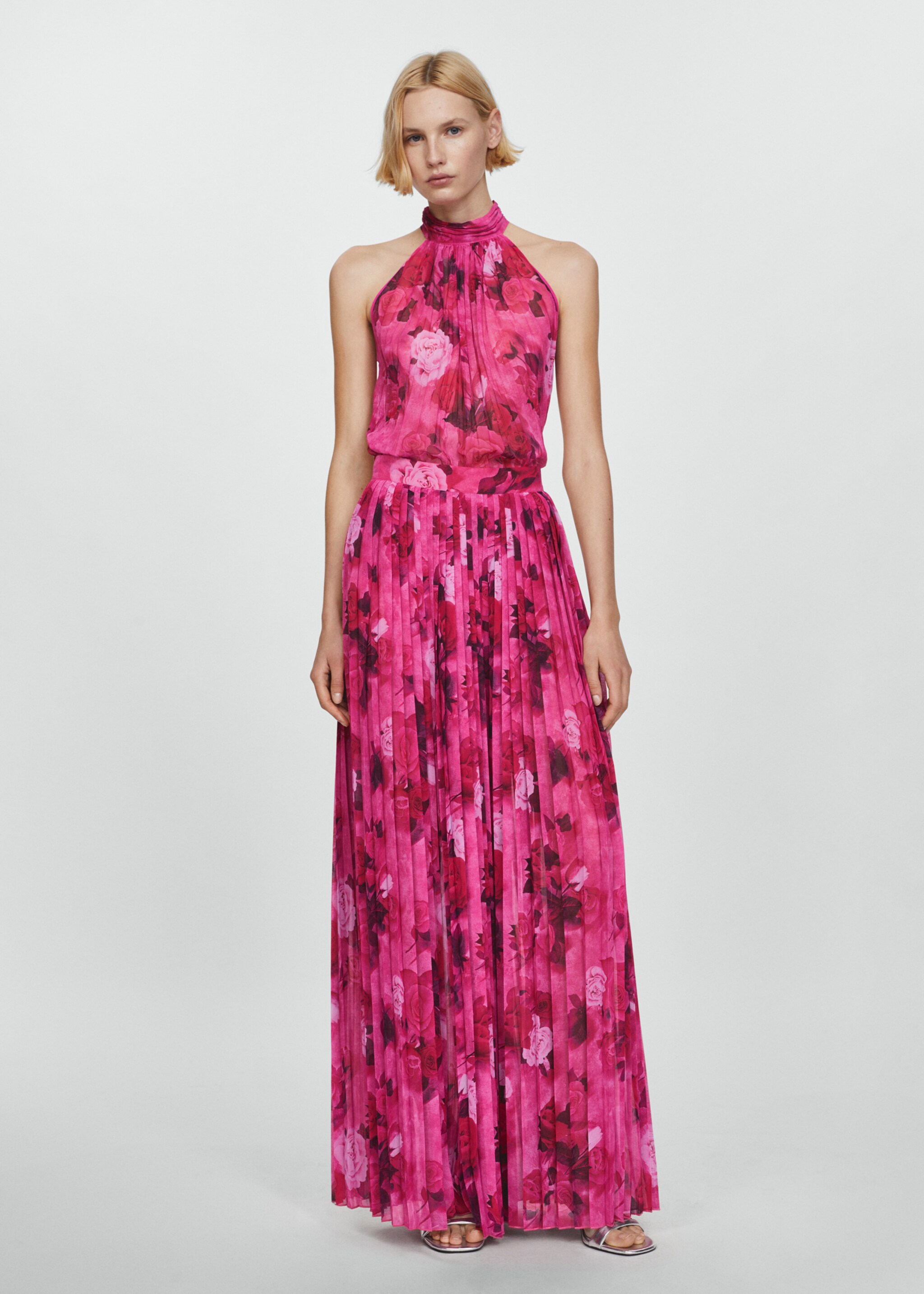 Plissierte Hose mit Blumenmuster - Allgemeine Ansicht